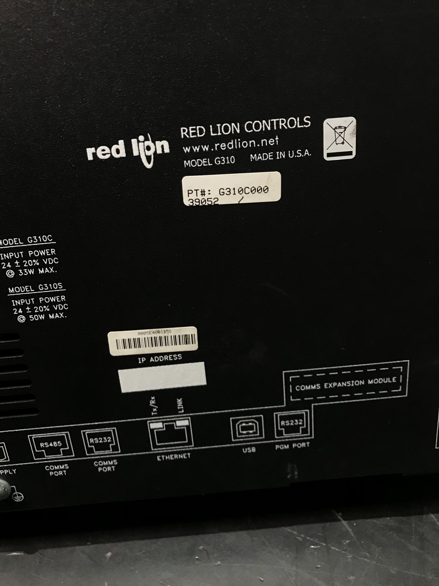 RED LION G310C HMI Operator Interface USED 2