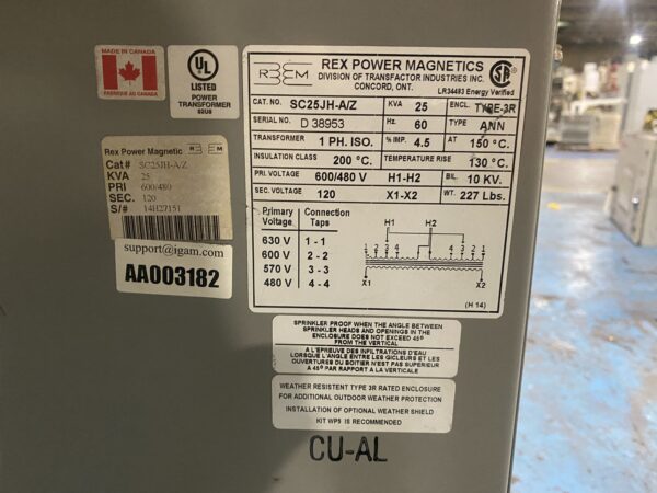 Used Rex Power Magnetics SC25JH-A/Z Transformers IGAM0030278