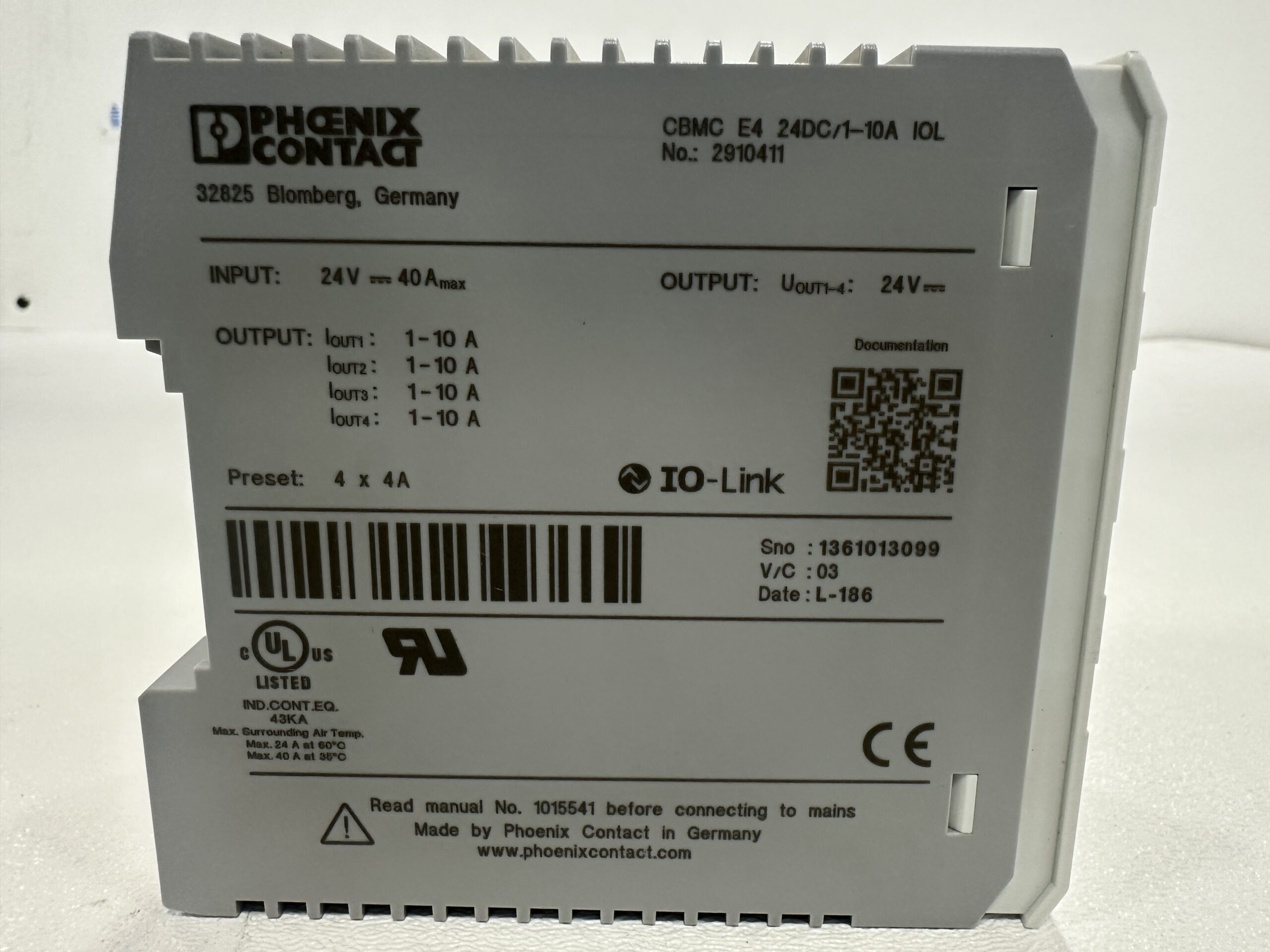 PHOENIX CONTACT CBMC E4 24DC/1-10A 10L 2910411 USED 1