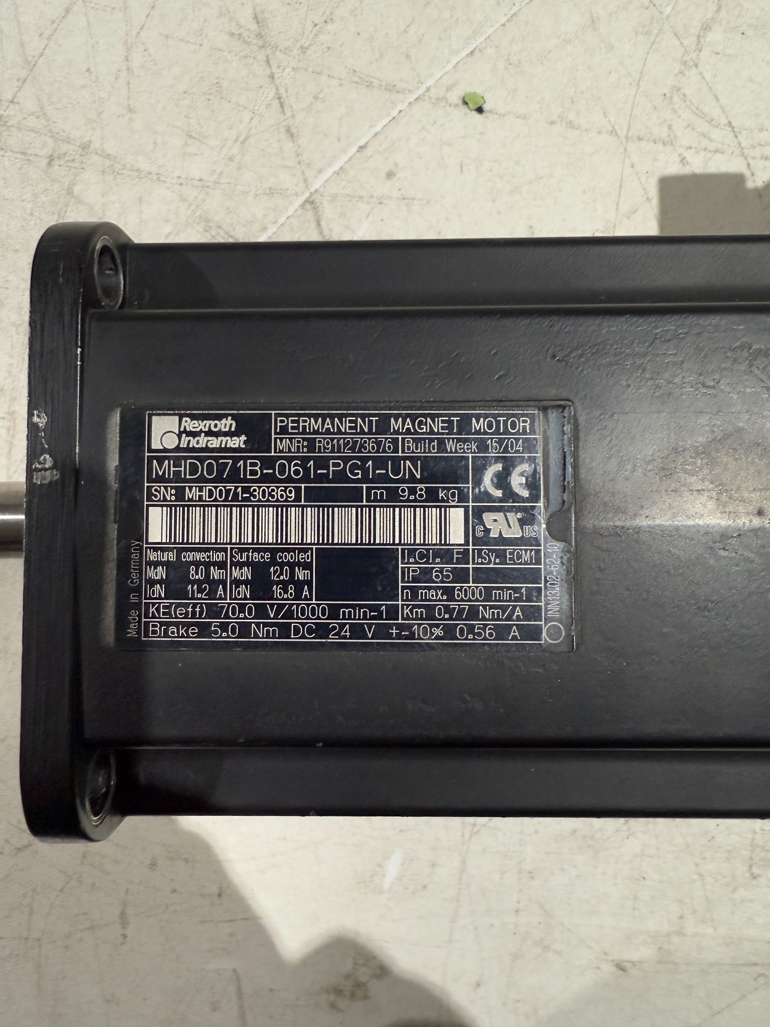REXROTH INDRAMAT MHD071B-061-PG1-UN SERVO MOTOR USED 3