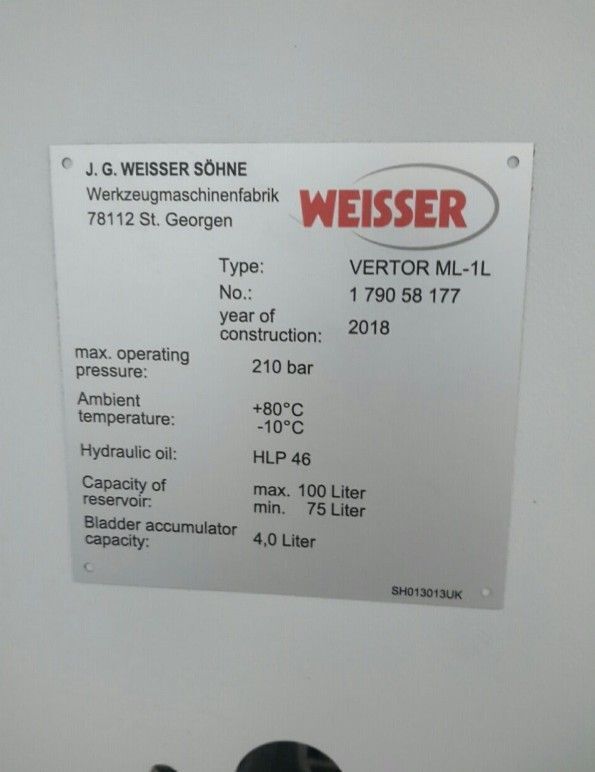 2018 WEISSER VERTOR ML-1L CNC VERTICAL LATHE USED 7