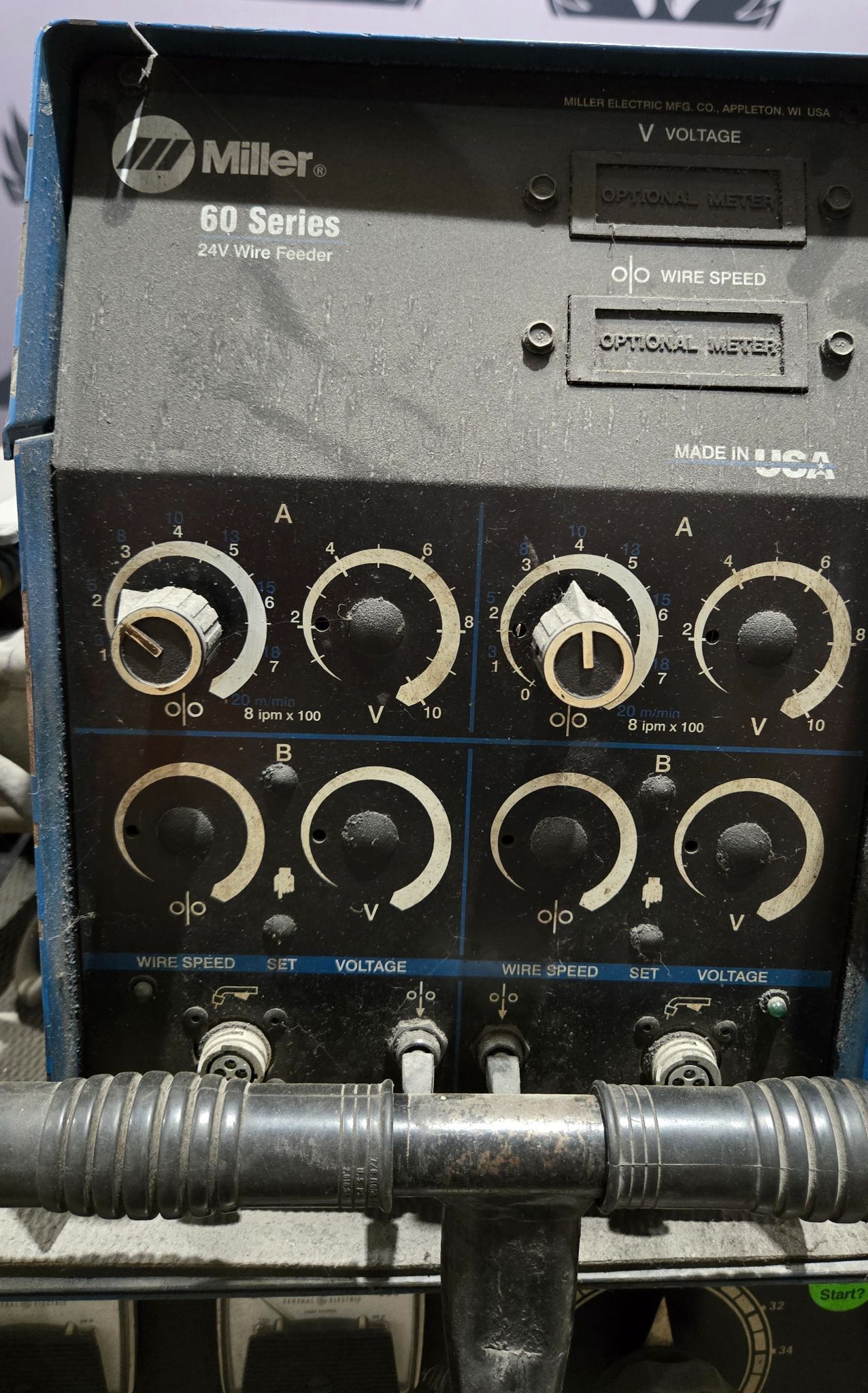 MILLER DELTAWELD 450 ARC WELDER WITH WIRE FEEDER AND CART USED 9