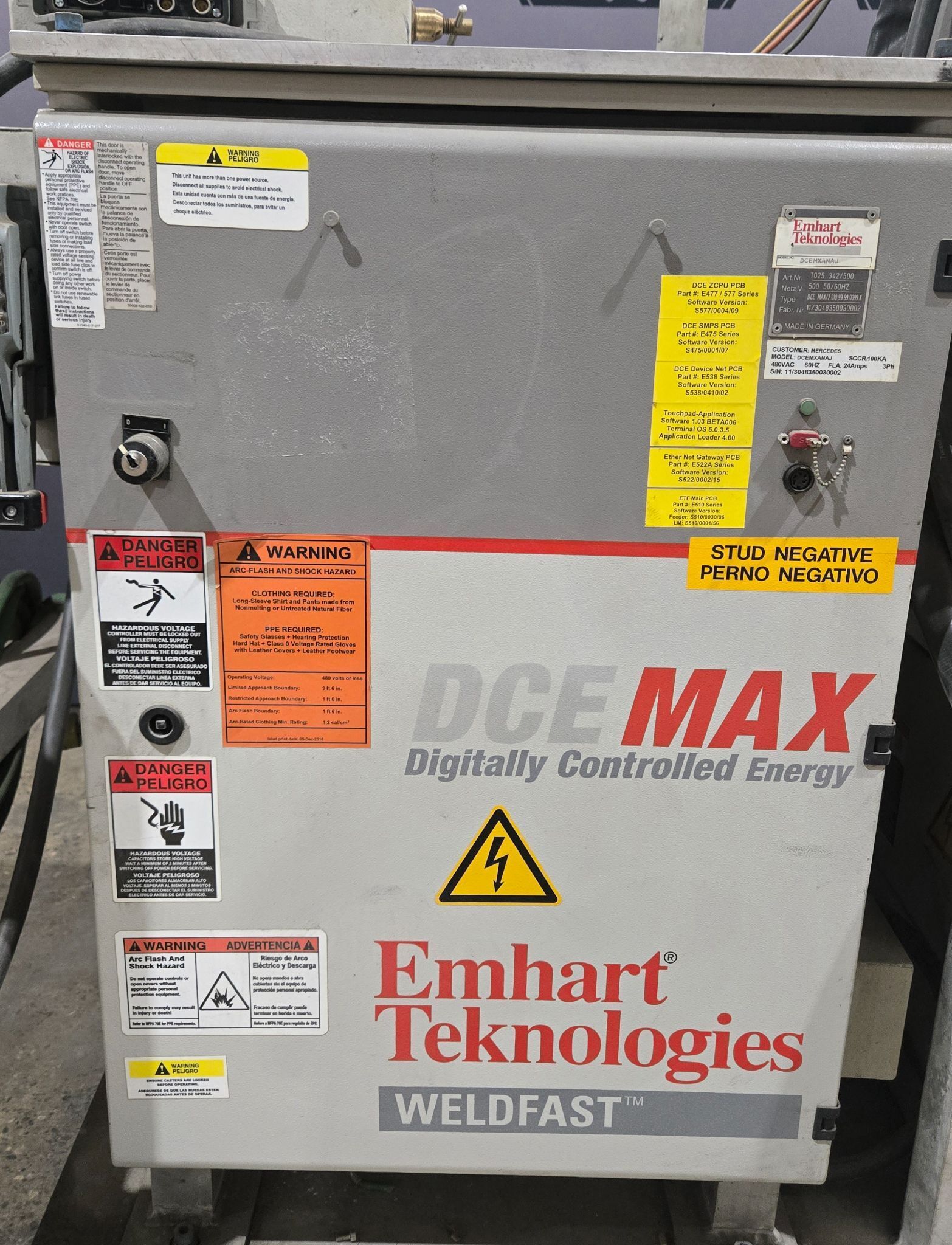 EMHART DCEMAX T025-342/500 Stud Welder Control Station USED 4