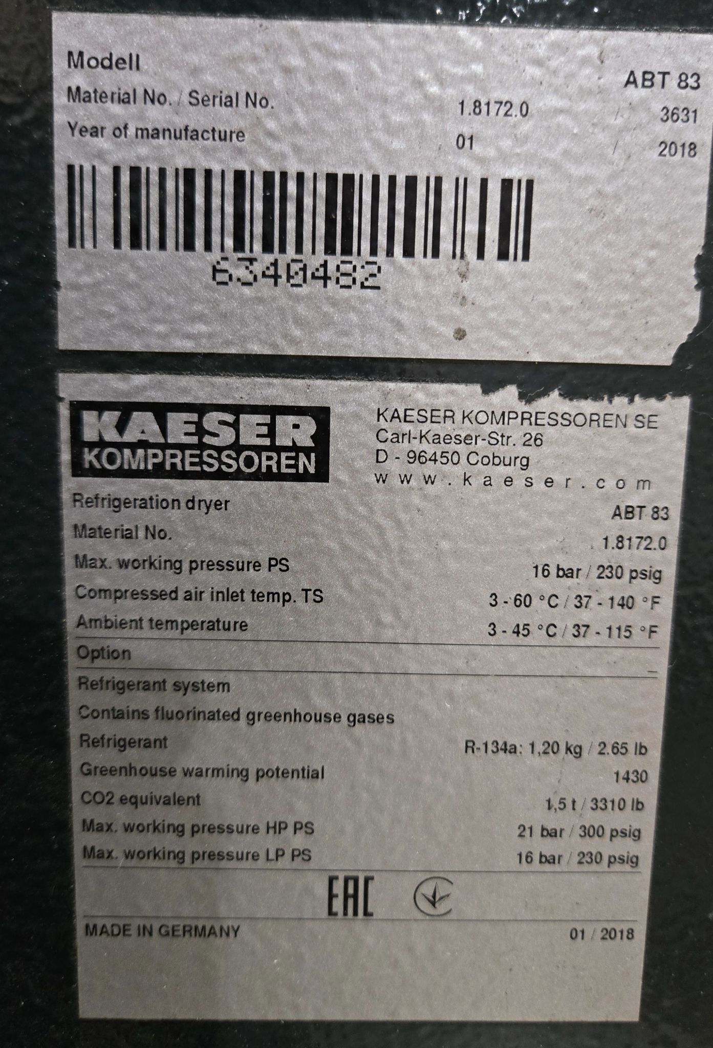 2018 KAESER BSD 50T Rotary Screw Compressor w/ ABT 83 Refrigeration Dryer USED 10