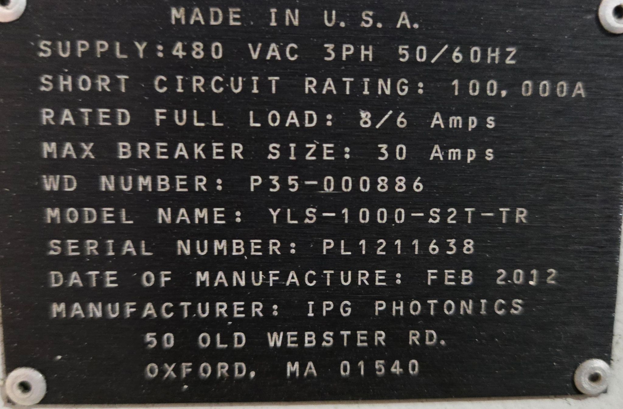 IPG PHOTONICS YLS-1000-S2T-TR Ytterbium Laser System USED 9