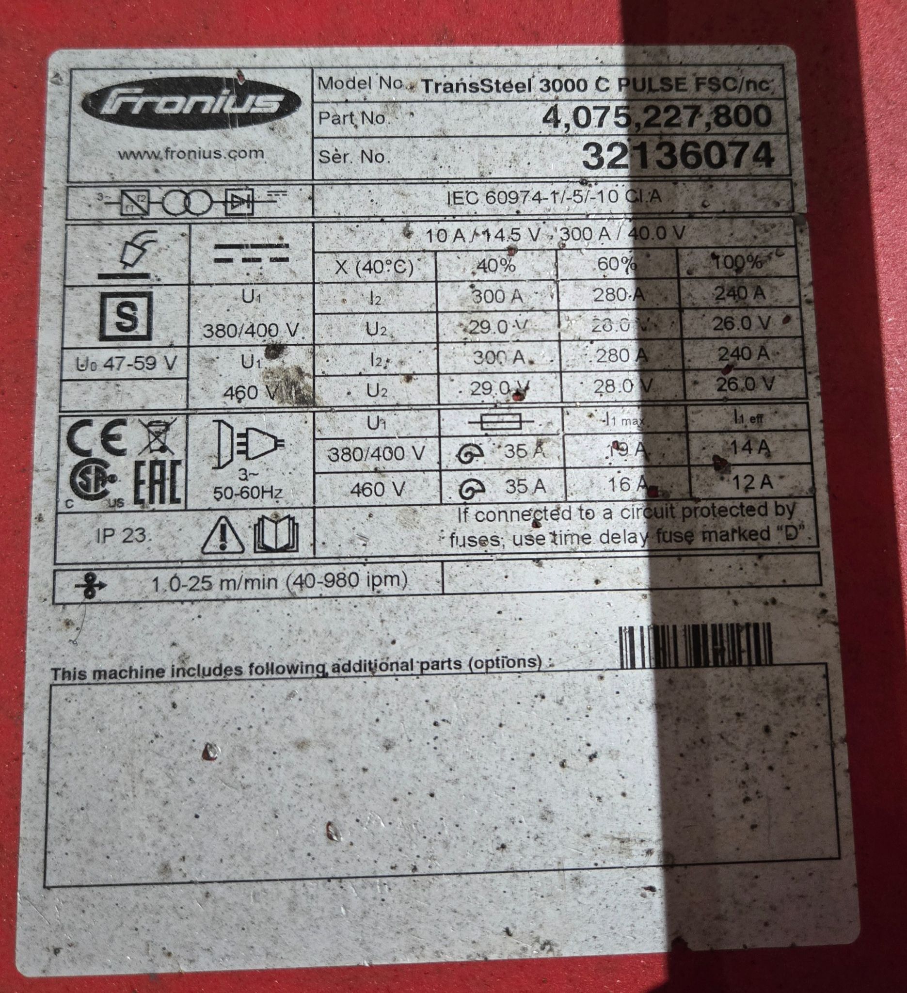 FRONIUS TransSteel 3000 C PULSE FSC/NC WELDER USED 6