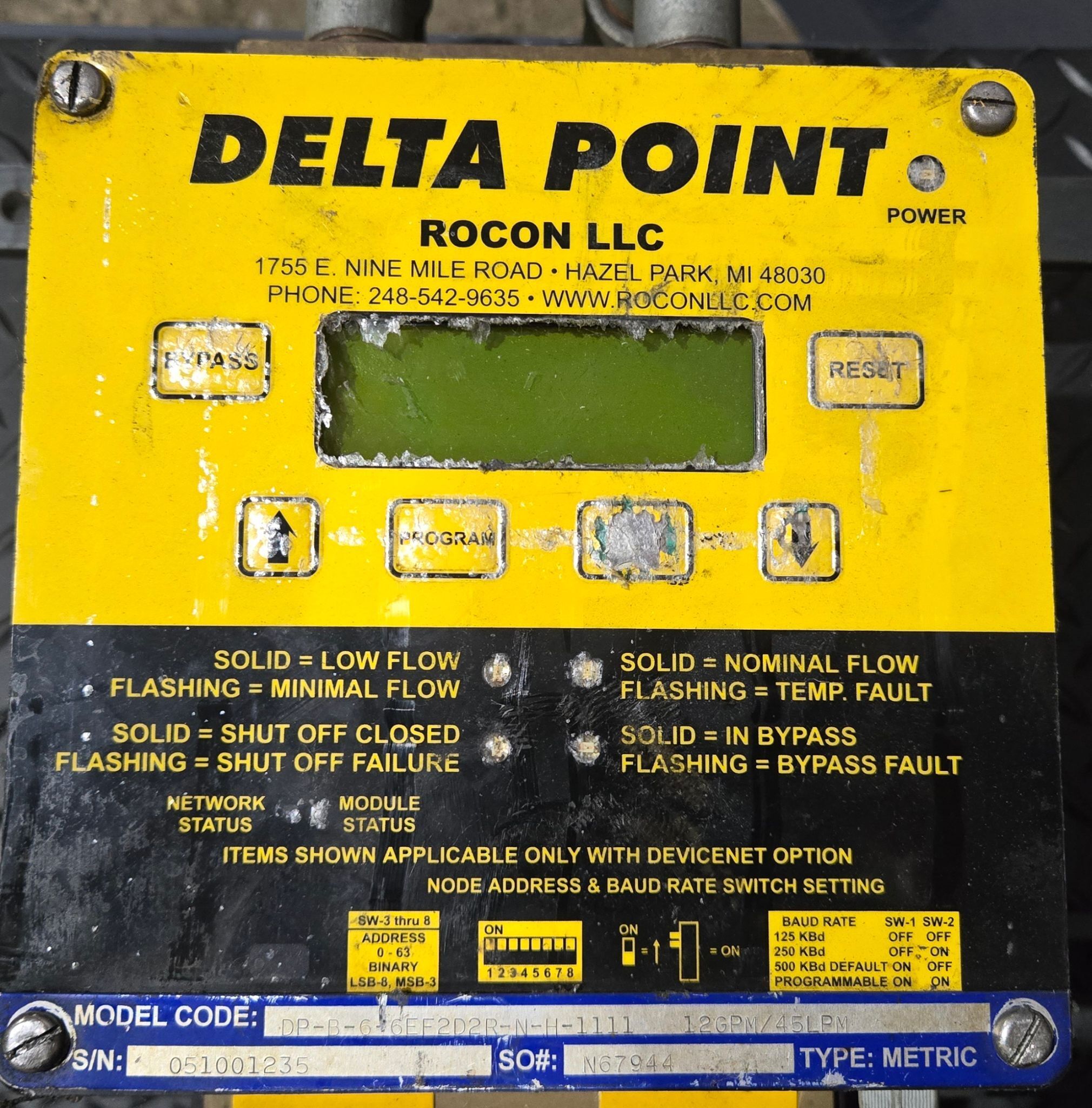 ROCON DP-B-G-6EF2D2R-N-H-1111 RESISTANCE WELDING TIP LOSS FLOW MONITOR USED 3
