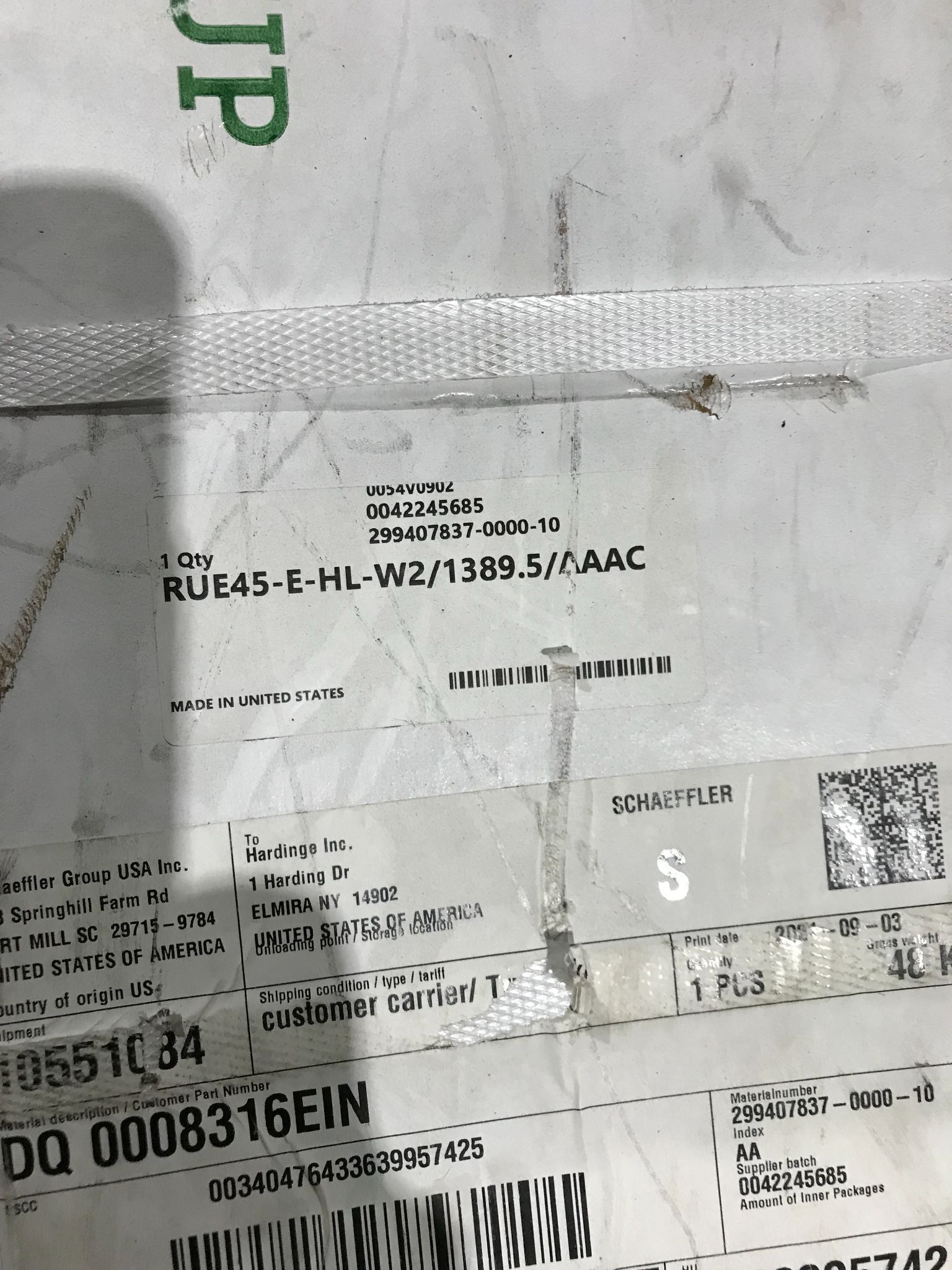 INA RUE45‑E‑HL‑W2/1389.5/AAAC LINEAR ROLLER GUIDEWAY USED 1