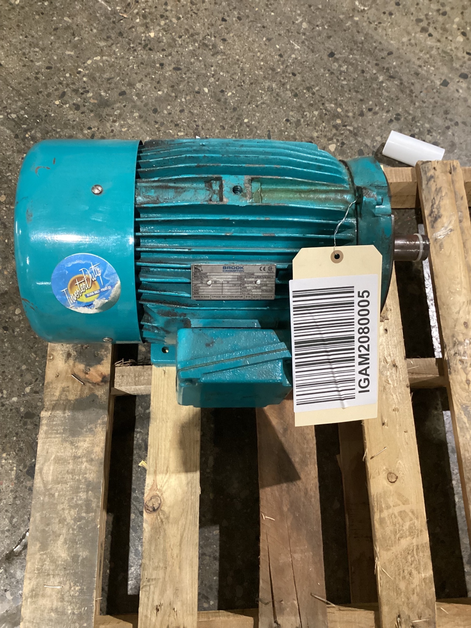 BROOK CROMPTON CC4N0105C 10HP MOTOR, 3PH, 1740 RPM USED 0