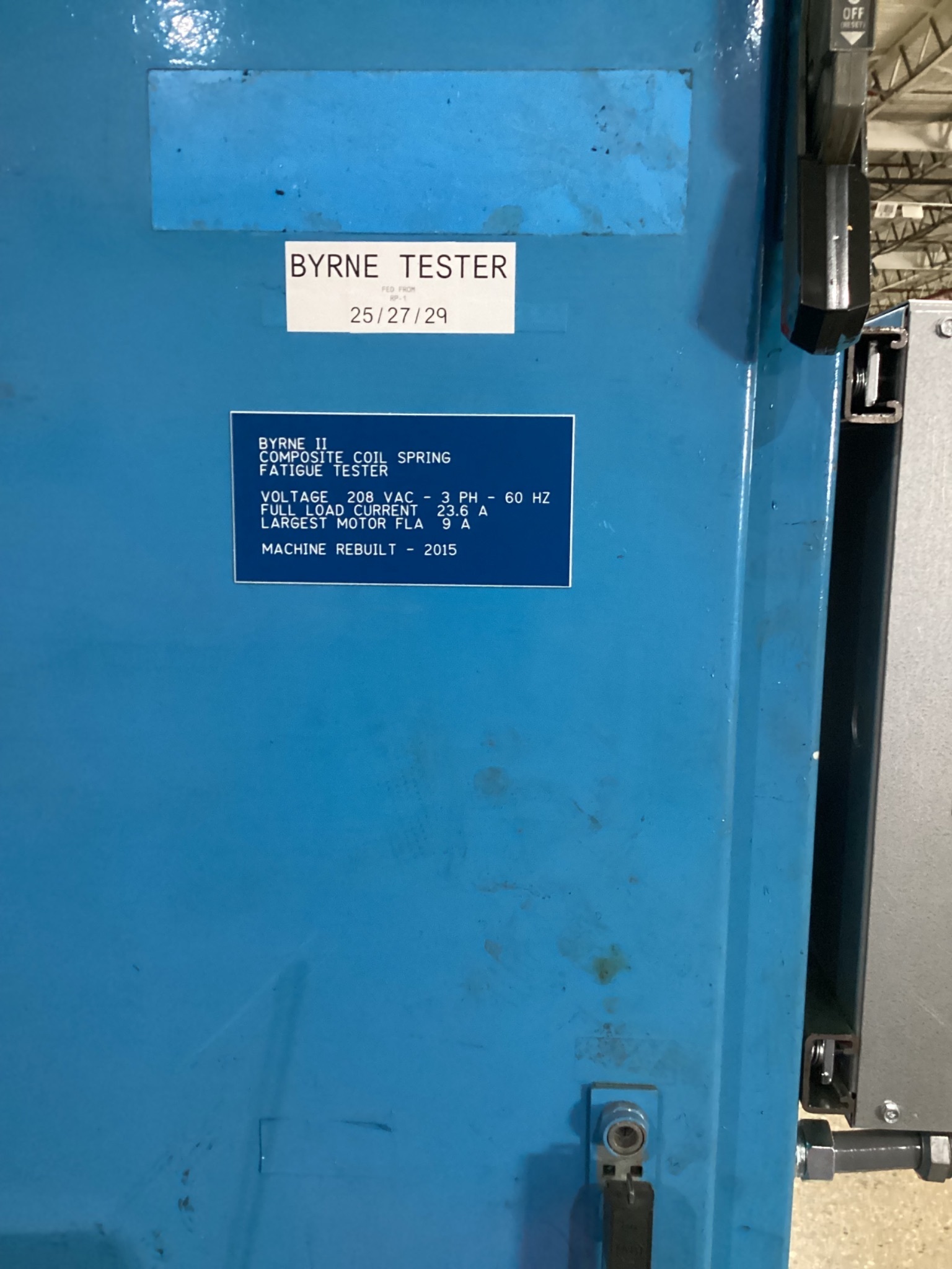 BYRNE COMPOSITE COIL SPRING FATIGUE TESTER USED 5