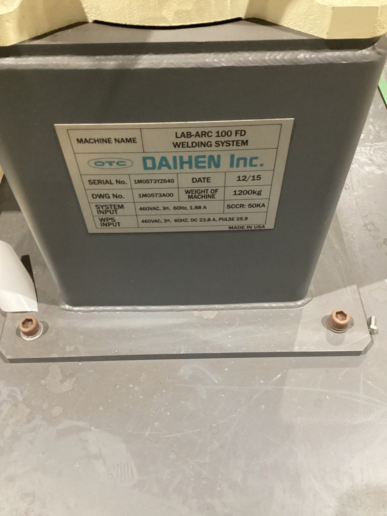 OTC DAIHEN LAB-ARC 100 FD WELDING SYSTEM ROBOT WITH POSITIONER, CONTROL & SAFETY GATE, 2015 5