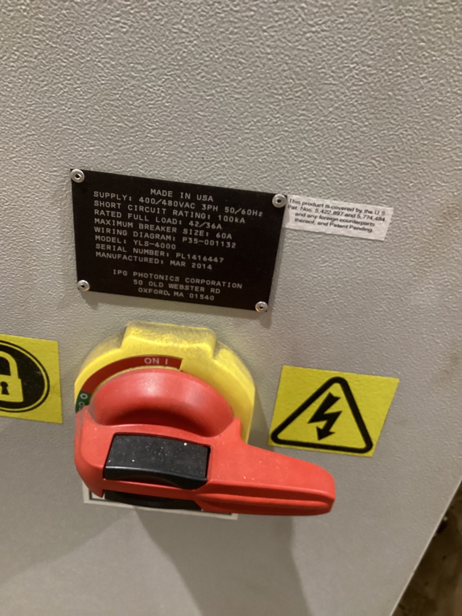 IPG 4000W 4KW YLS-4000 FIBER LASER POWER SOURCE, 2013 10