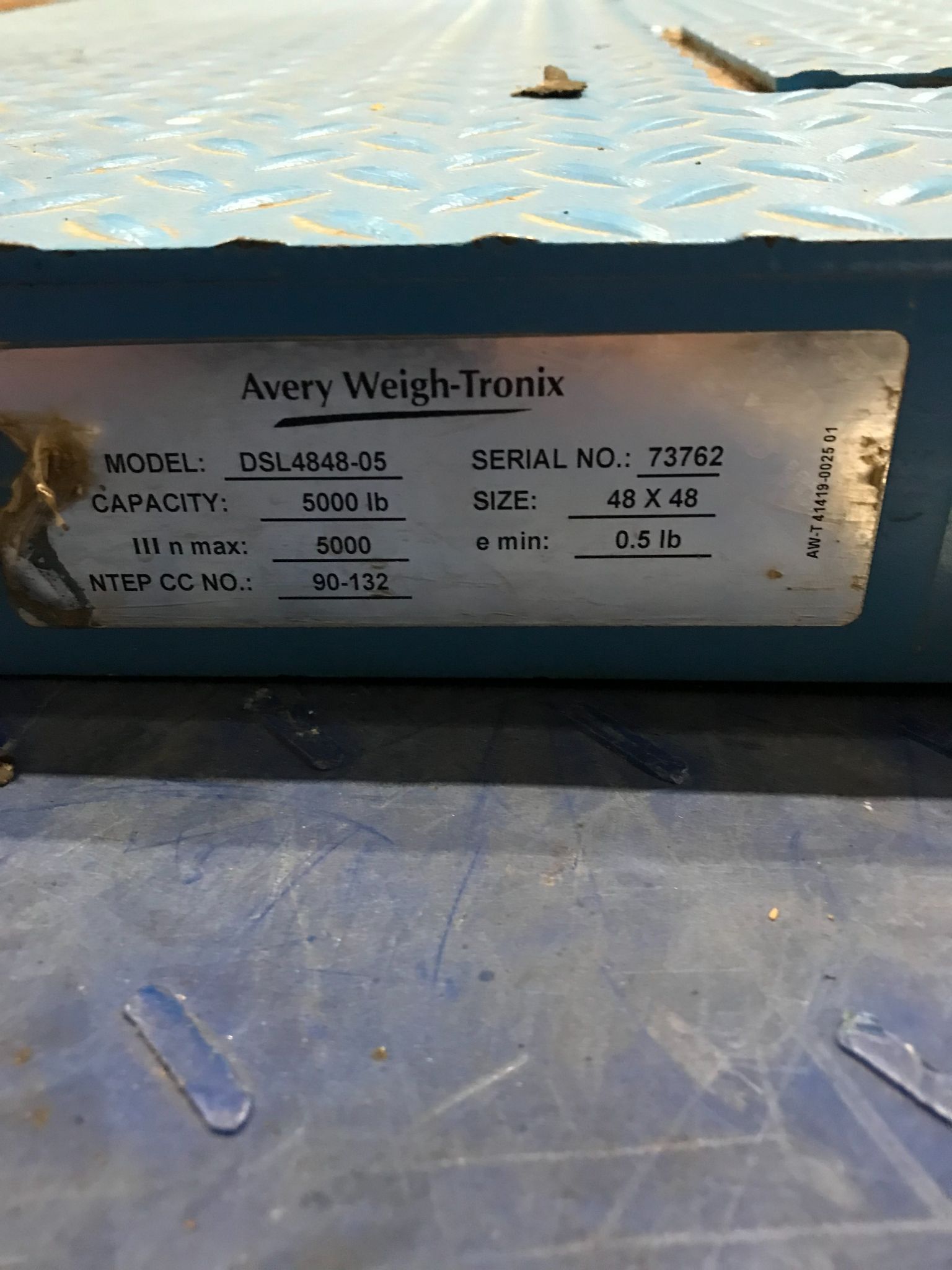 AVERY WEIGH-TRONIX DSL 4848-05 SCALE MAX CAPACITY 5000LB 4