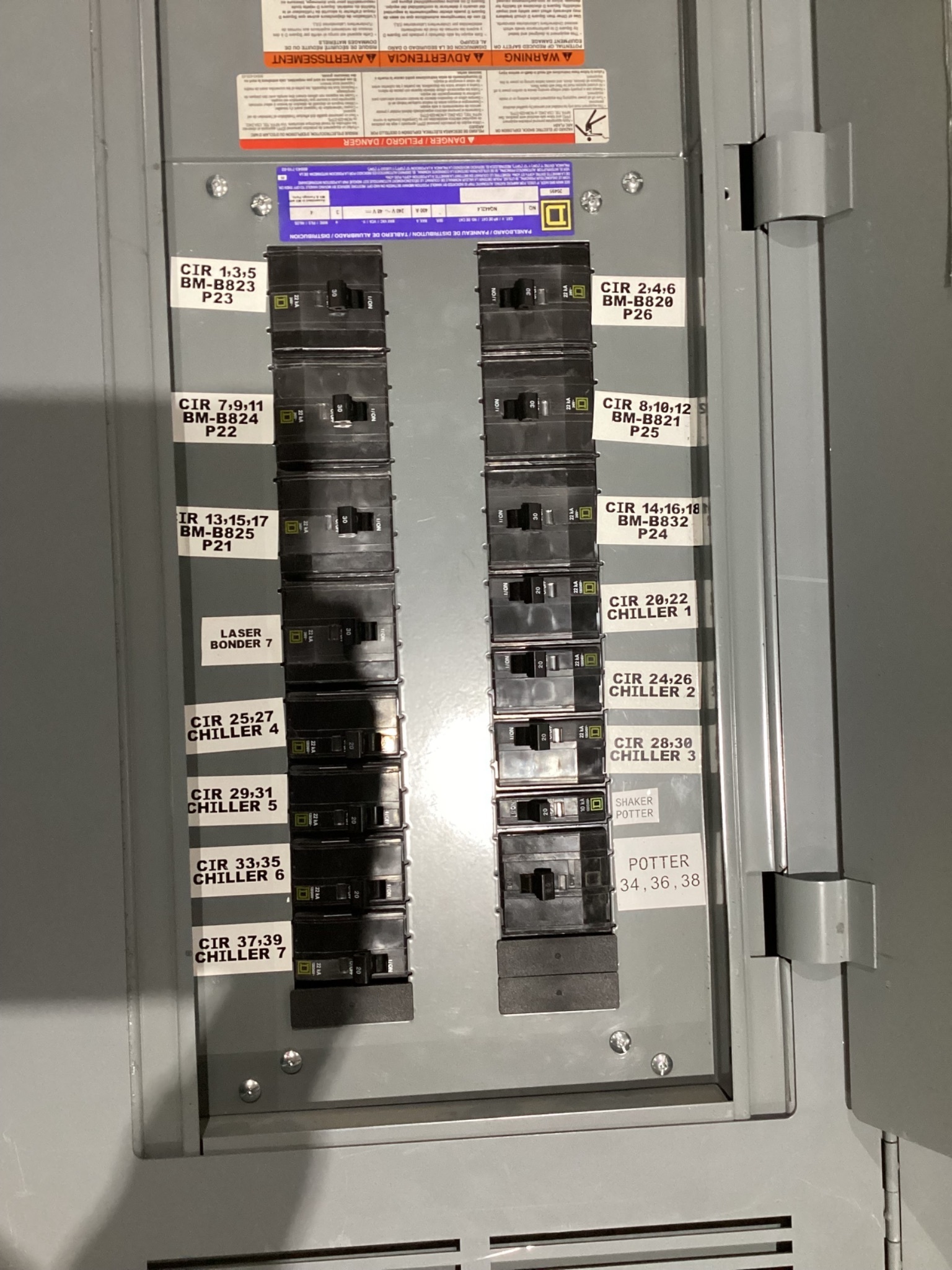 Square D NQ442L4 42 Circuit 400A Panelboard 240VAC 48VDC, 3PH, 4W USED 1