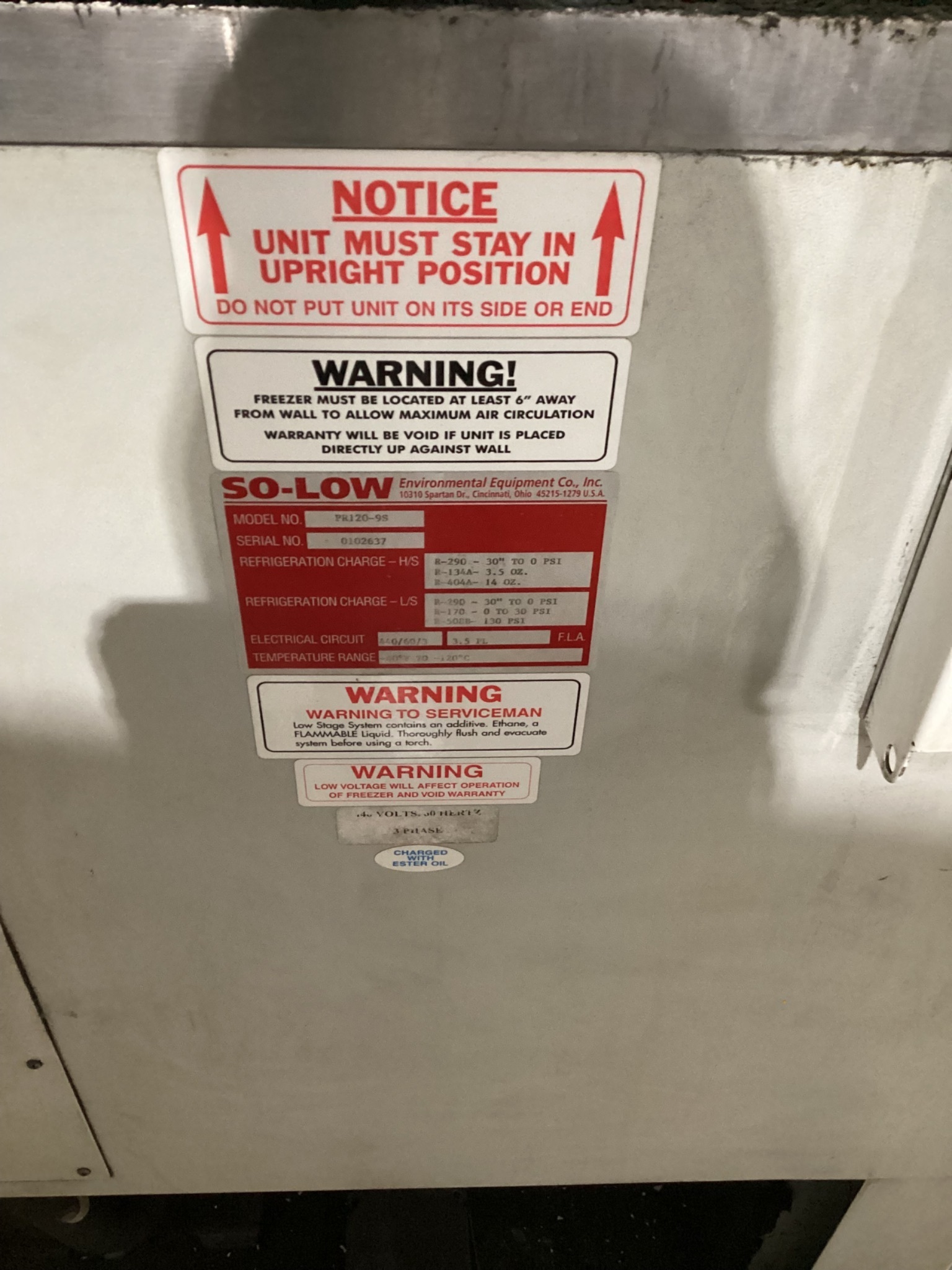 SO-LOW PR120-9S Ultra-Low Lab Chest Freezer USED 10