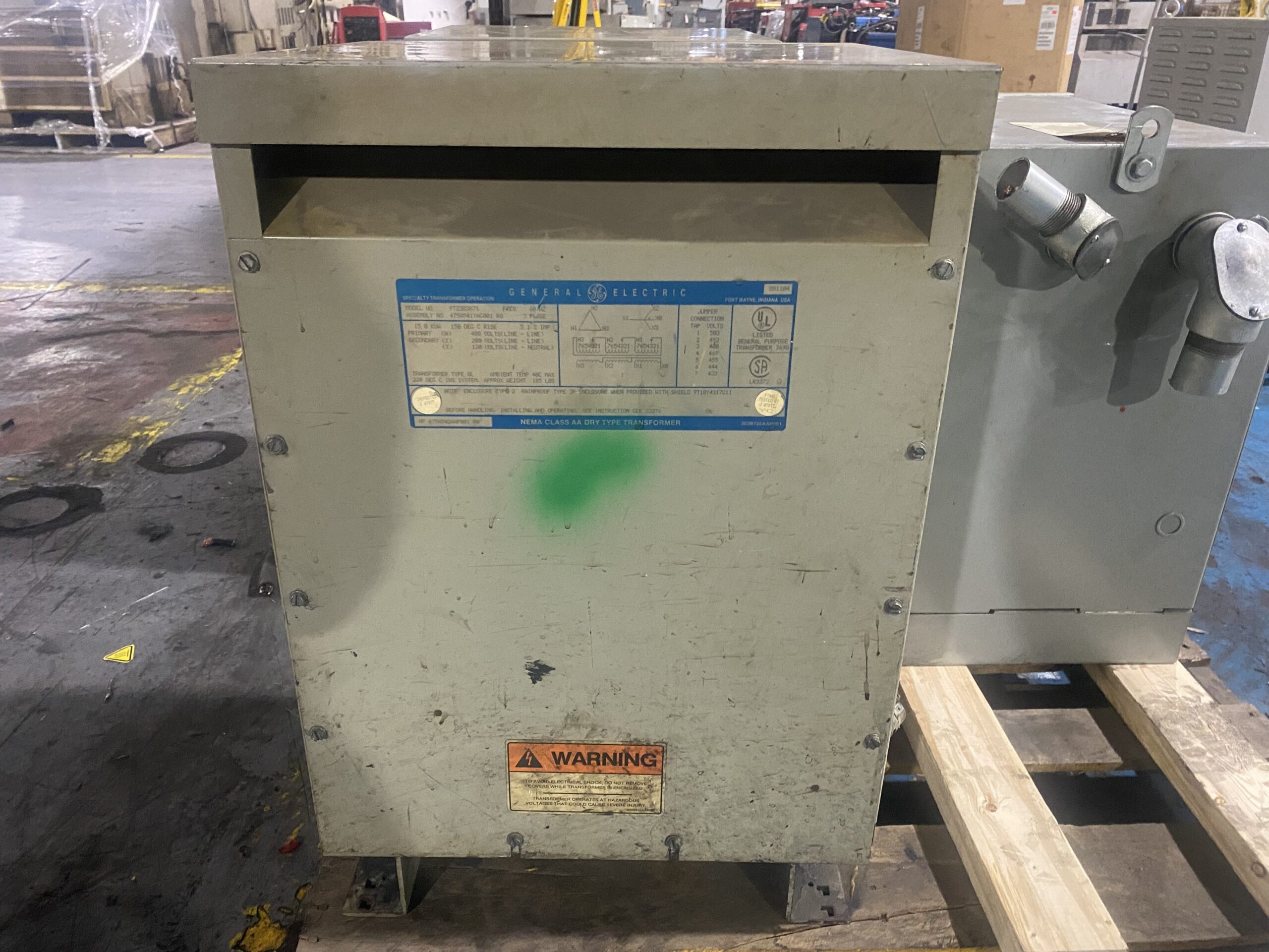 GENERAL ELECTRIC - 9T23B3871 Transformer 480V - 208Y/120V, 15kVA USED 0