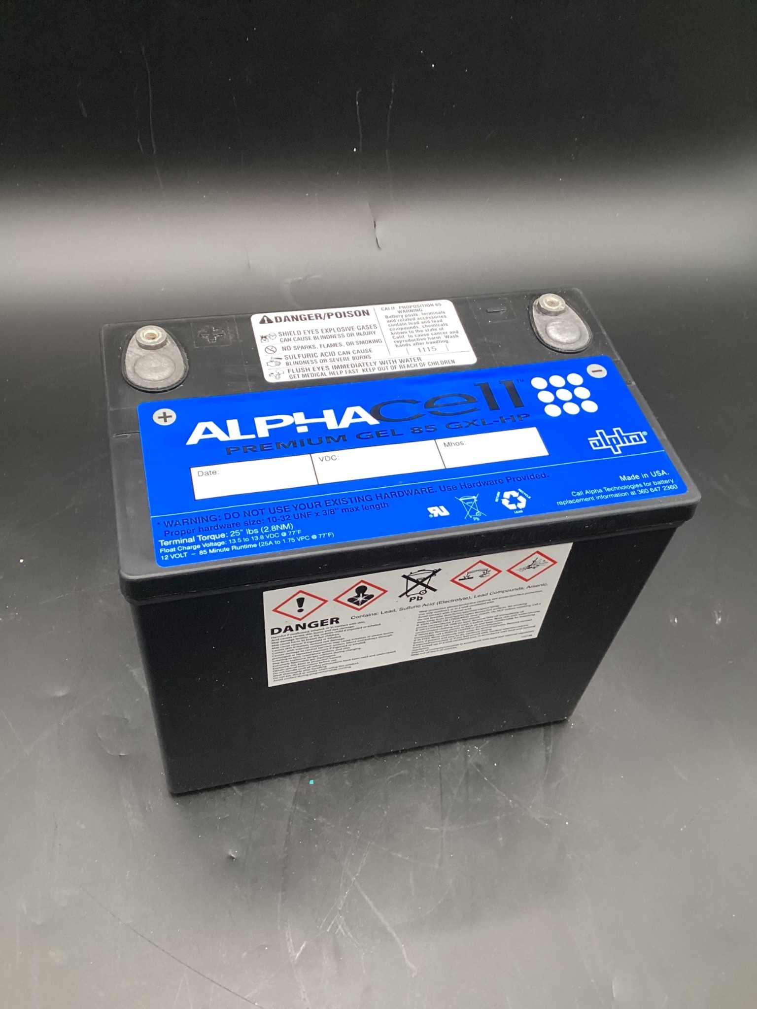 ALPHA 85-GXL-HP 12V, 50Ah Capacity VRLA Gelled Electrolyte Battery NEW 1