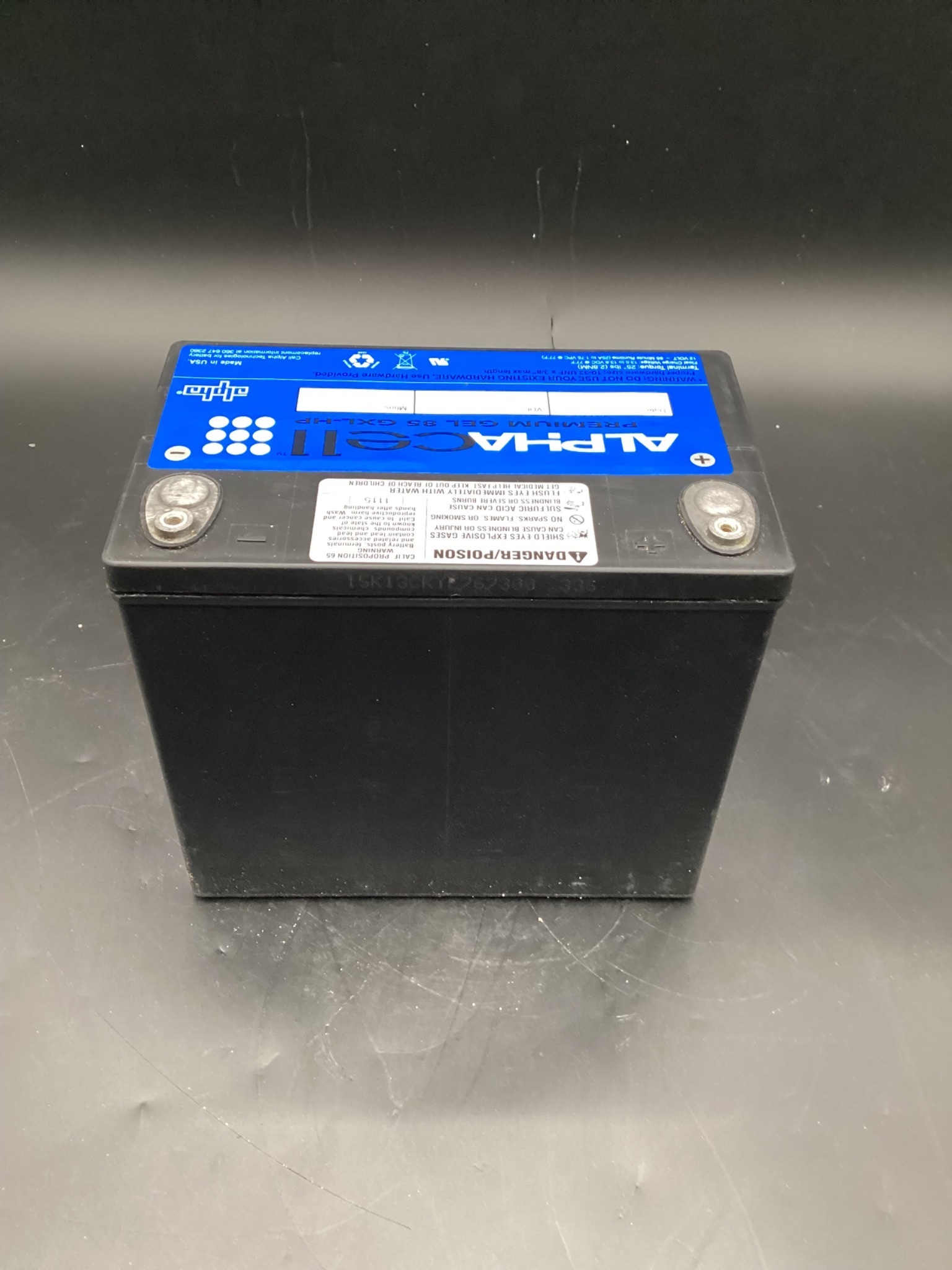 ALPHA 85-GXL-HP 12V, 50Ah Capacity VRLA Gelled Electrolyte Battery NEW 3