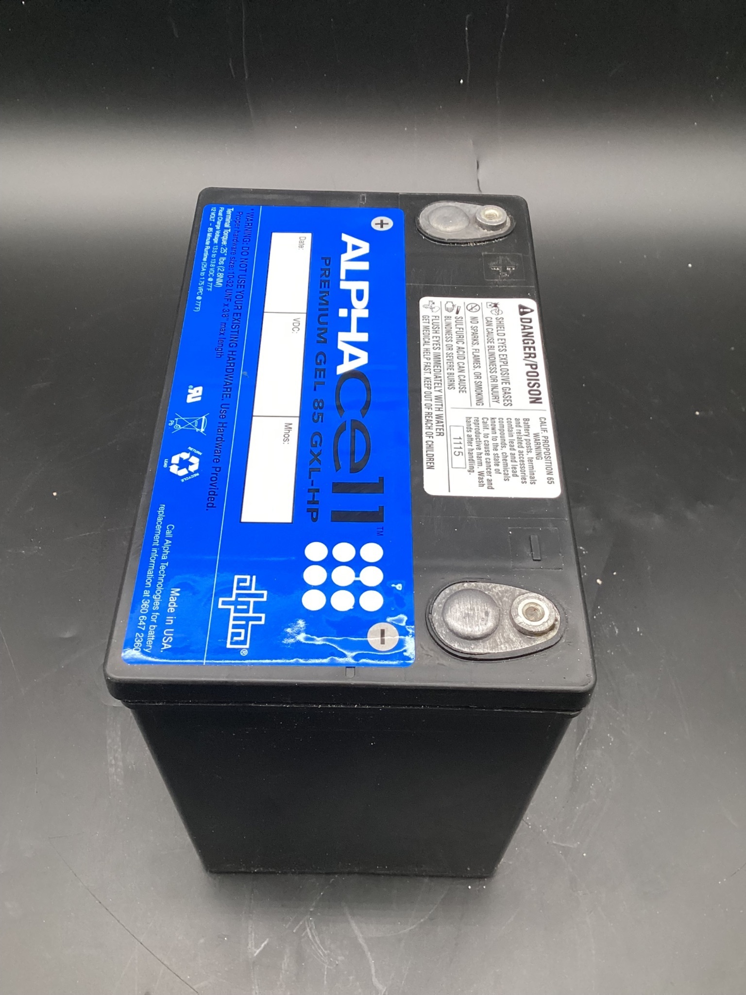 ALPHA 85-GXL-HP 12V, 50Ah Capacity VRLA Gelled Electrolyte Battery NEW 4