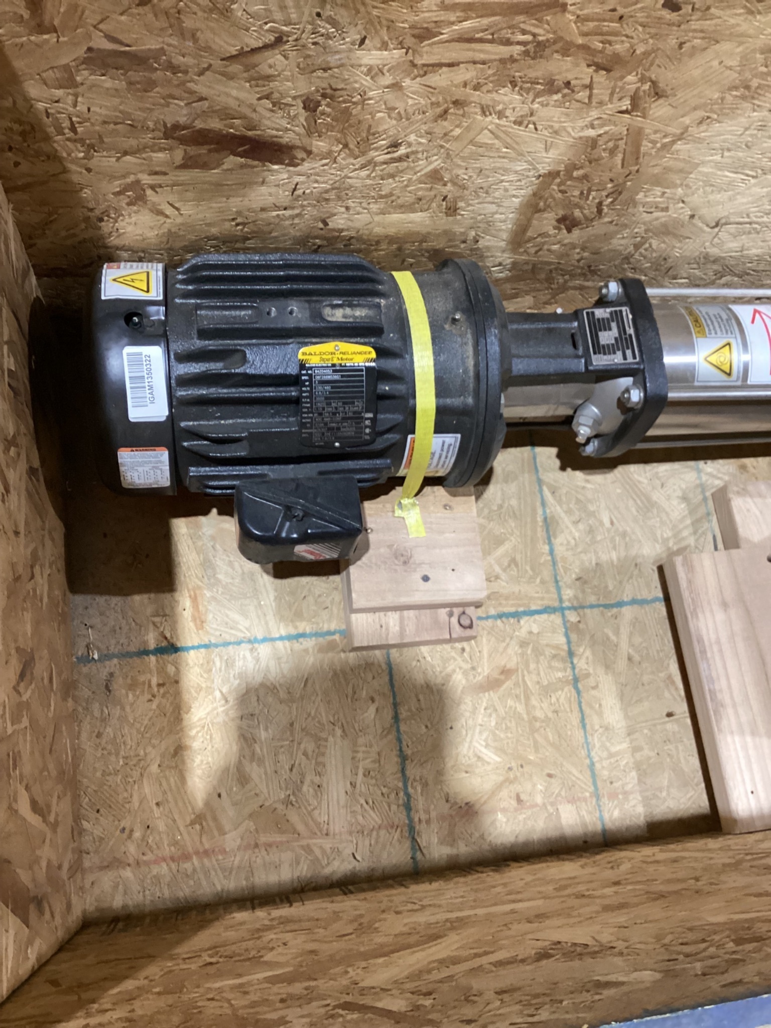 GRUNDFOS CRN19AFGJ-C-E PUMP W/ BALDOR 84Z04053 SUPER-E MOTOR USED 0