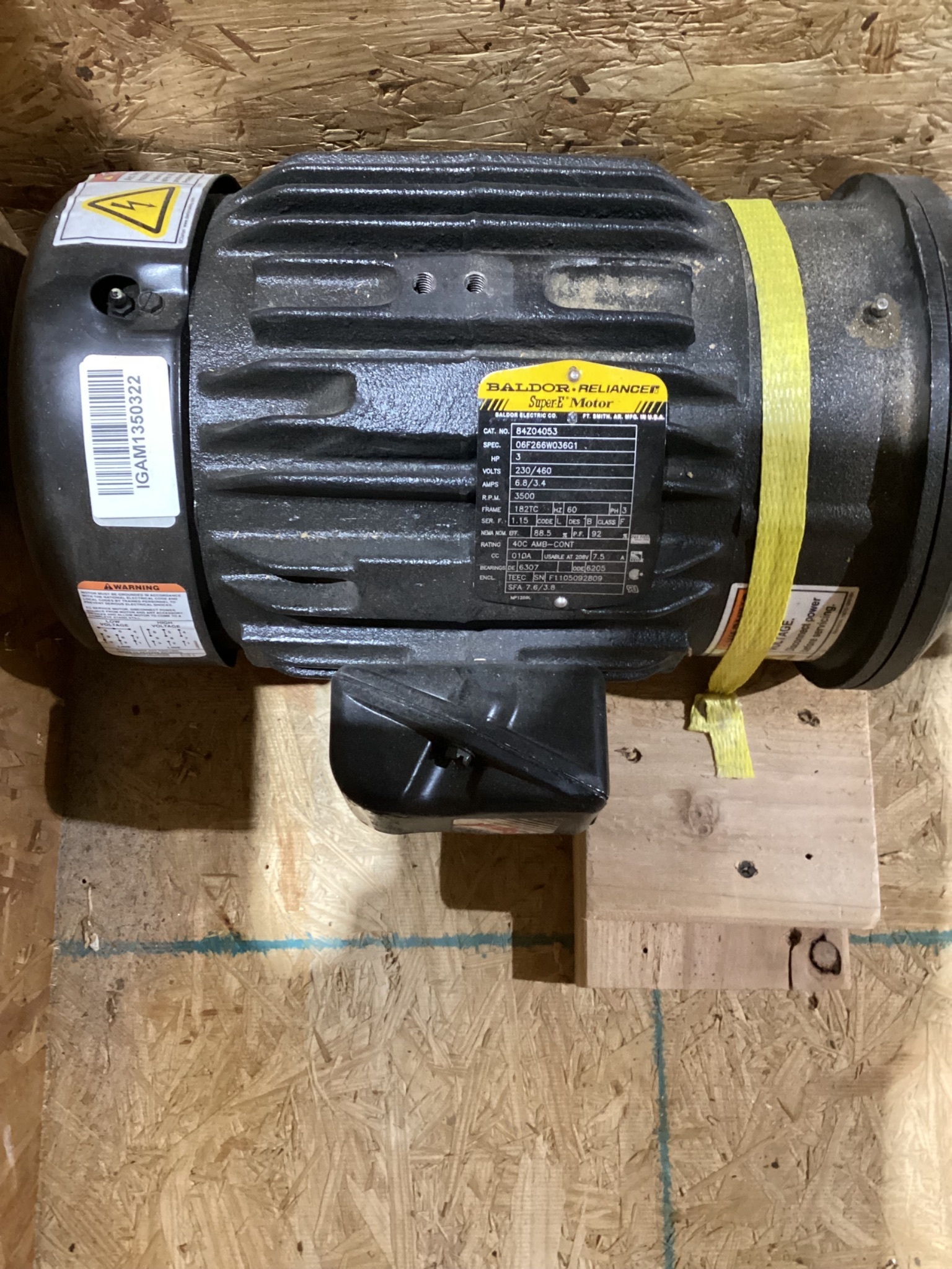 GRUNDFOS CRN19AFGJ-C-E PUMP W/ BALDOR 84Z04053 SUPER-E MOTOR USED 1