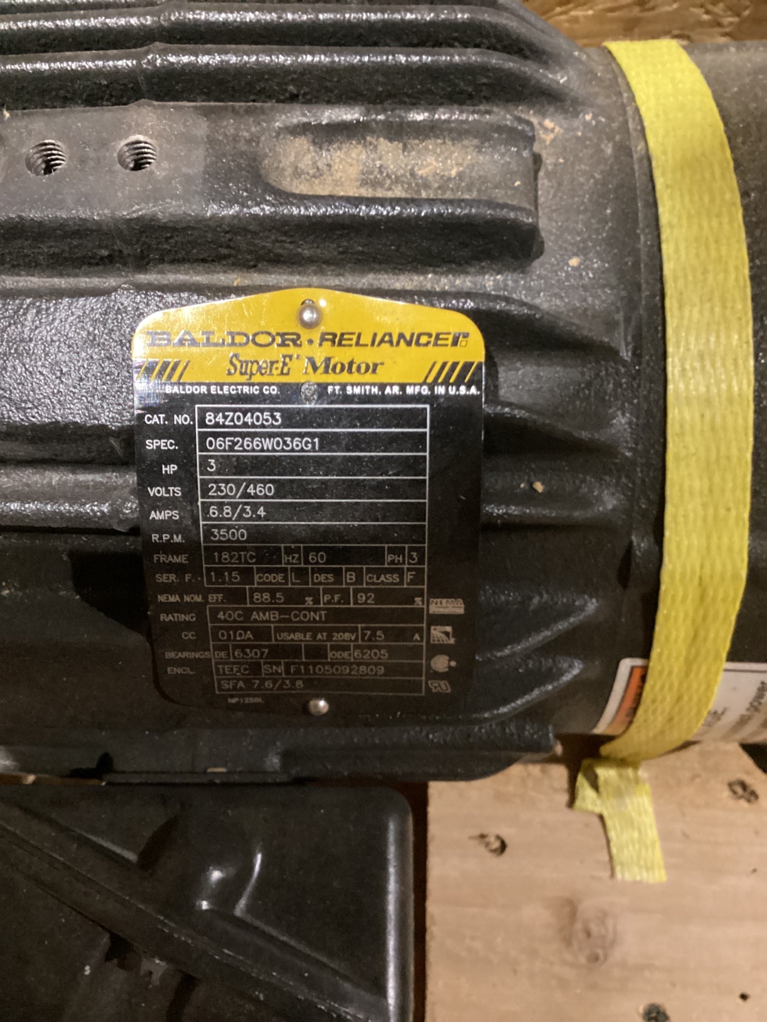 GRUNDFOS CRN19AFGJ-C-E PUMP W/ BALDOR 84Z04053 SUPER-E MOTOR USED 2