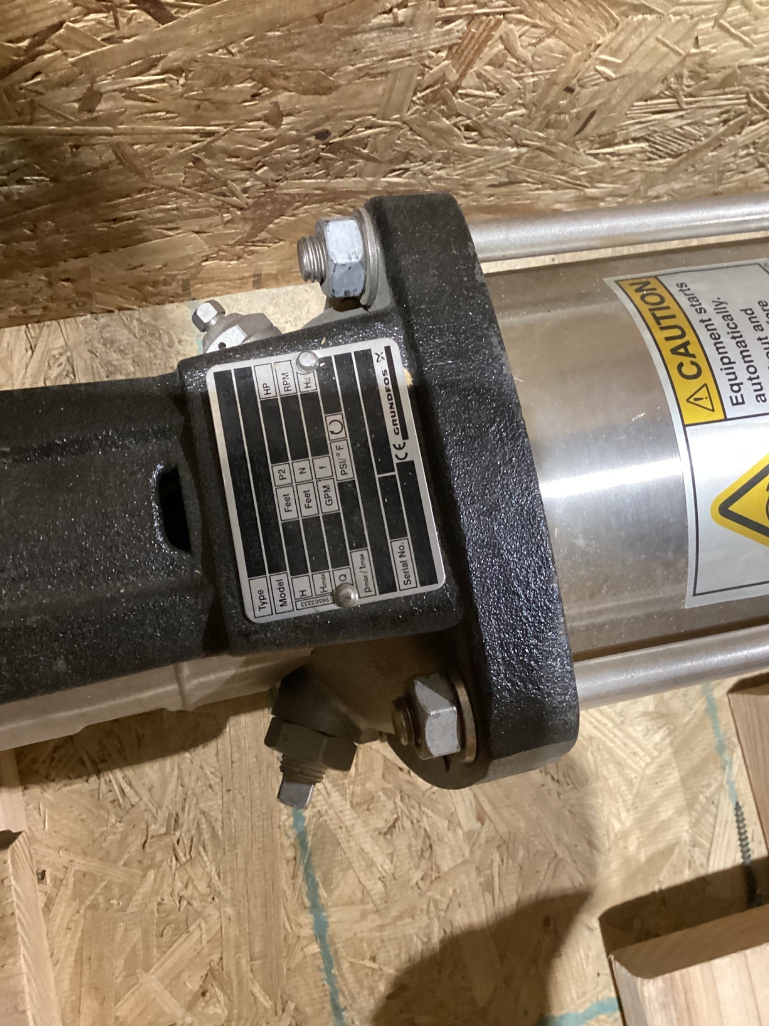 GRUNDFOS CRN19AFGJ-C-E PUMP W/ BALDOR 84Z04053 SUPER-E MOTOR USED 4