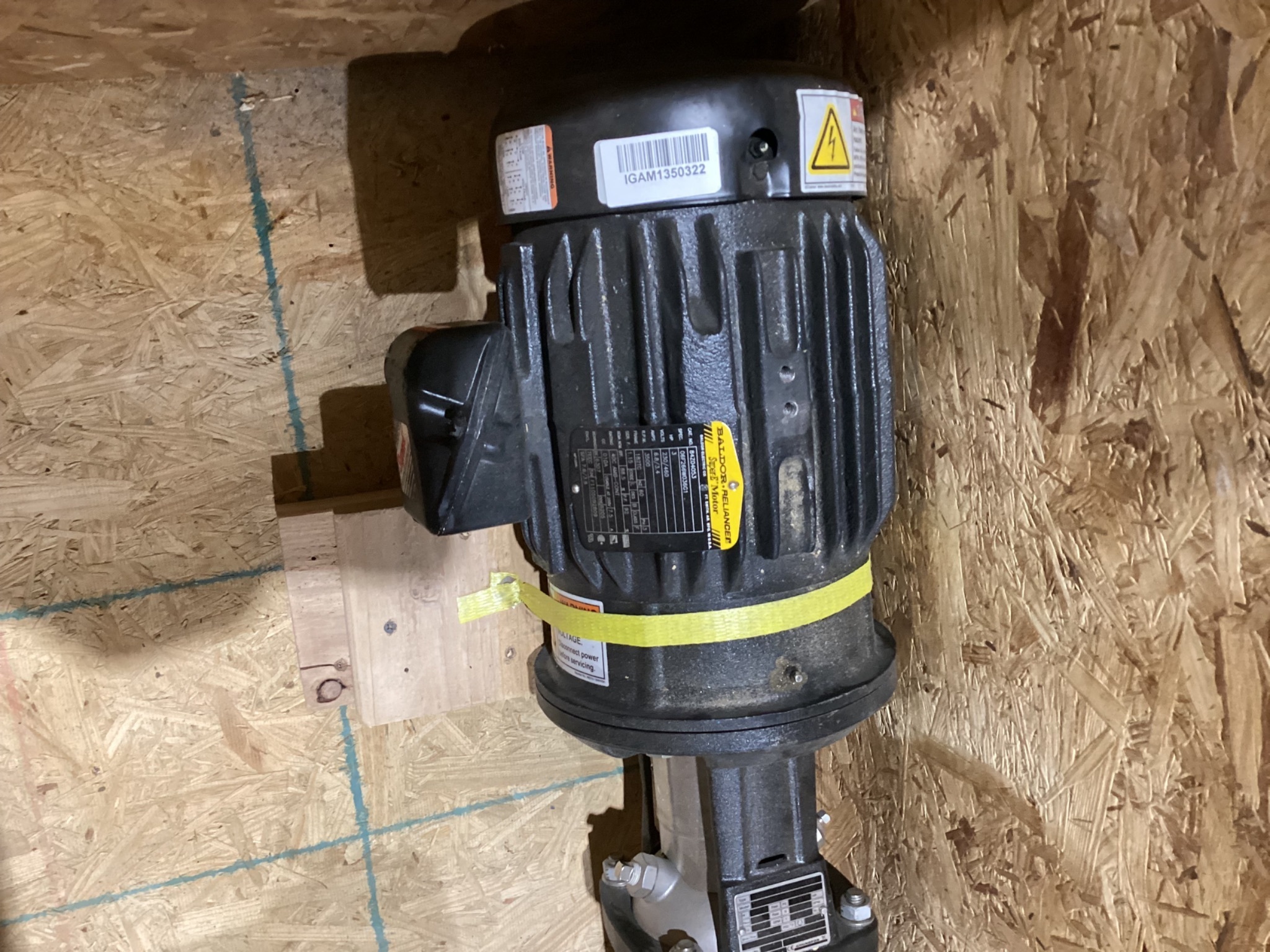 GRUNDFOS CRN19AFGJ-C-E PUMP W/ BALDOR 84Z04053 SUPER-E MOTOR USED 5