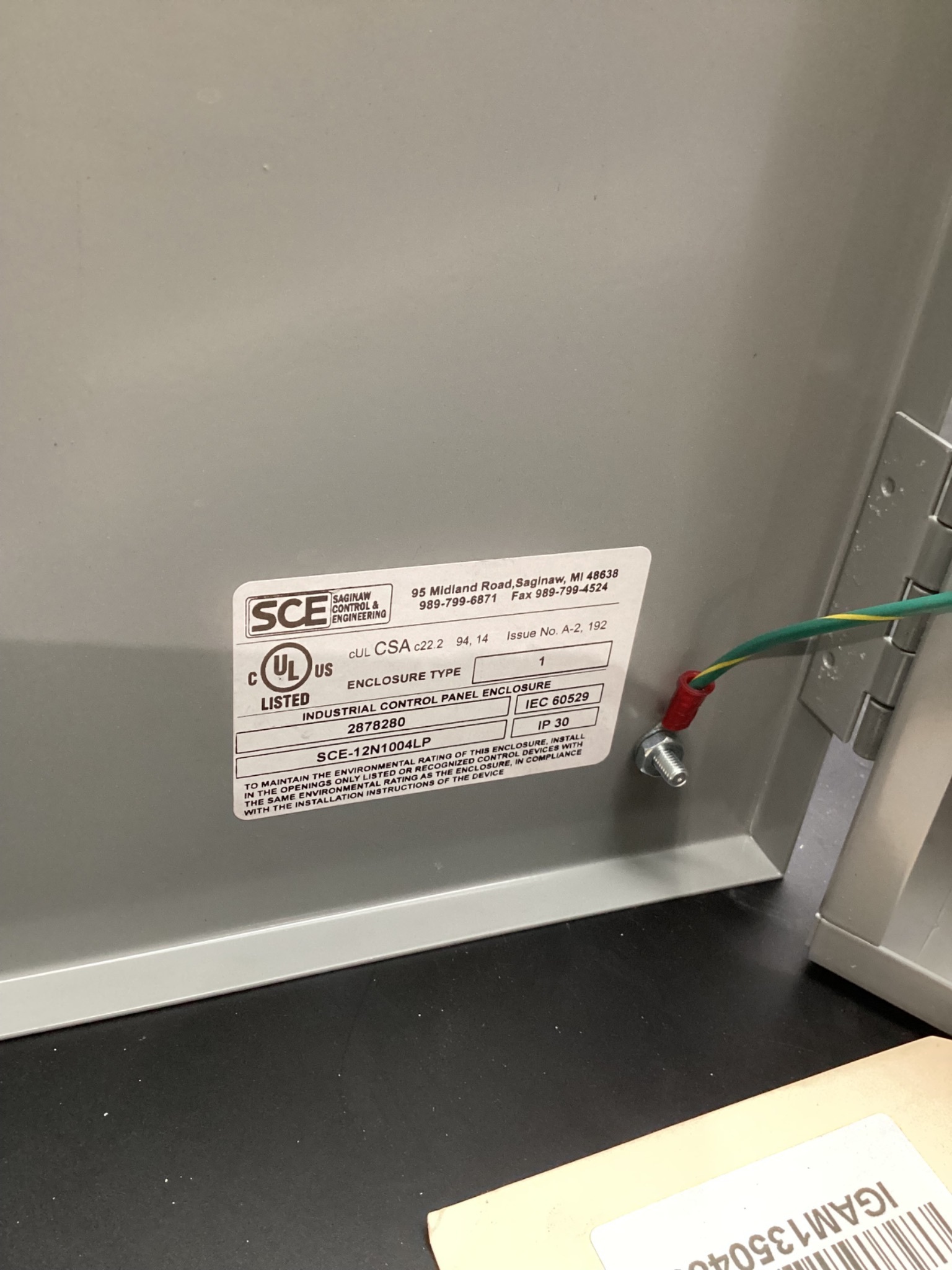 SAGINAW SCE-12N1004LP NEMA-1 Enclosure USED 6