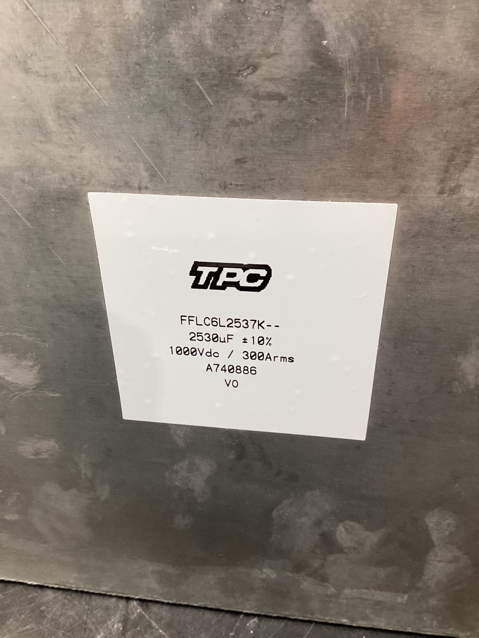 TPC FFLC6L2537K 2530uF, 1000 VDC / 300A RMS, A740886 High Power Capacitor NEW 4