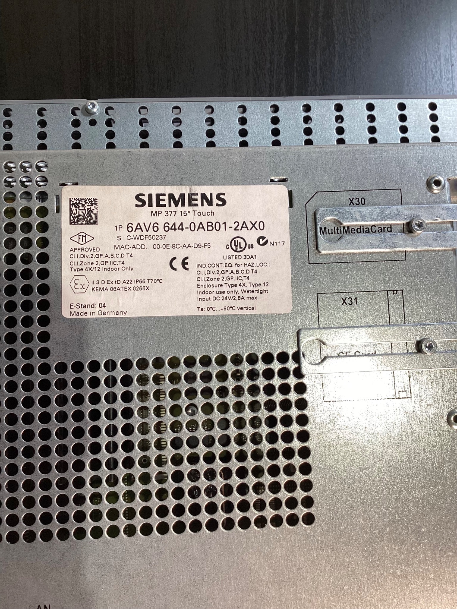 SIEMENS MP377 15″ Touch Panel 6AV6 644‑0AB01‑2AX0 USED 7