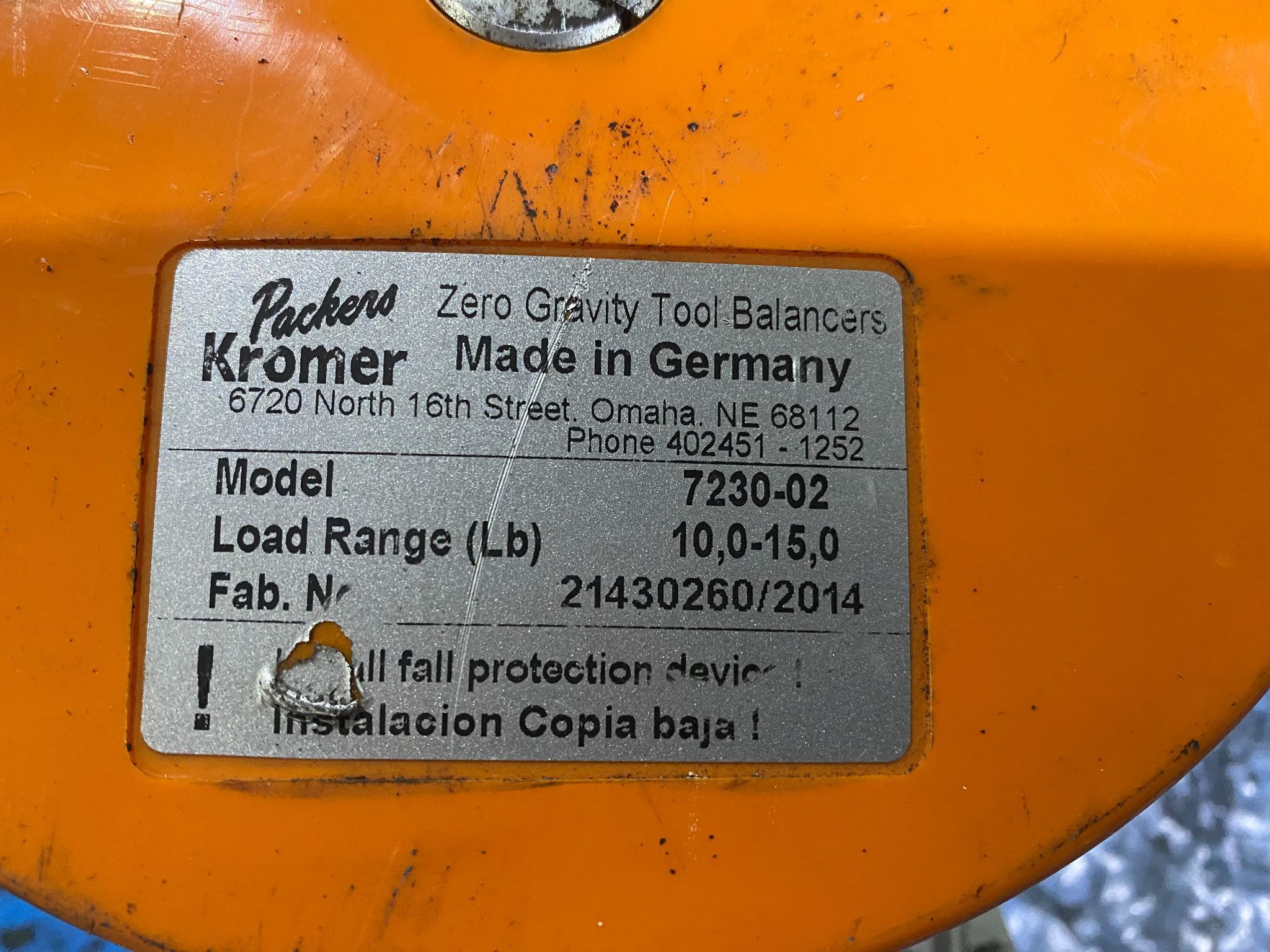 Packers Kromer - 7230-02 Tool Balancer USED 1