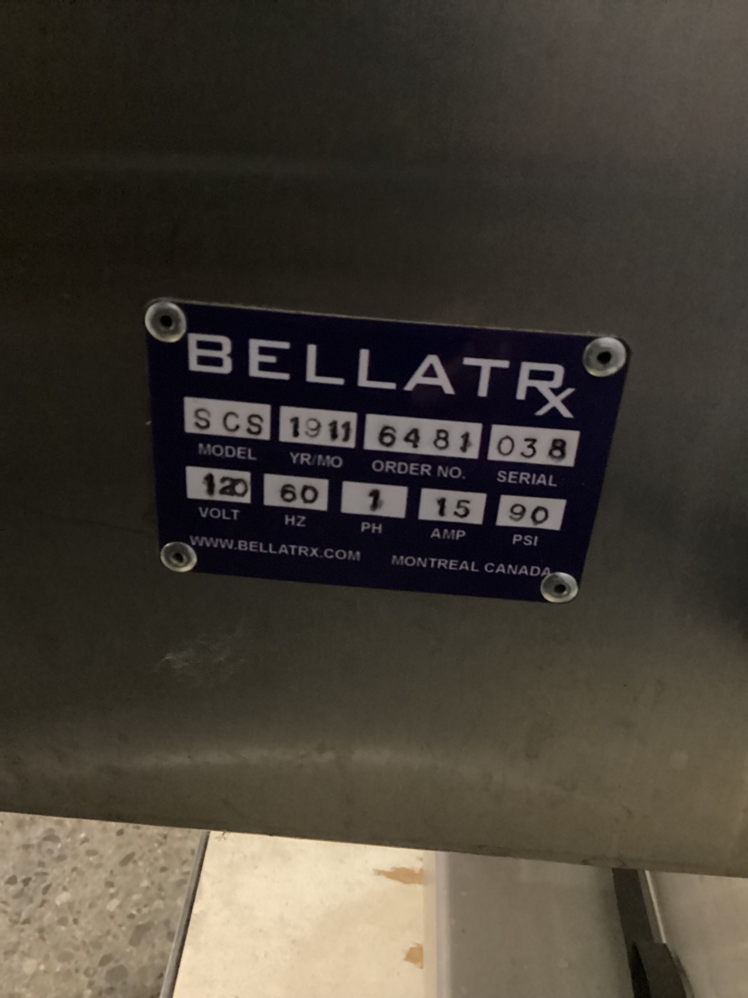 BELLATRX SCS SECURE CHUCK CAPPER APPLICATOR MACHINE USED 18