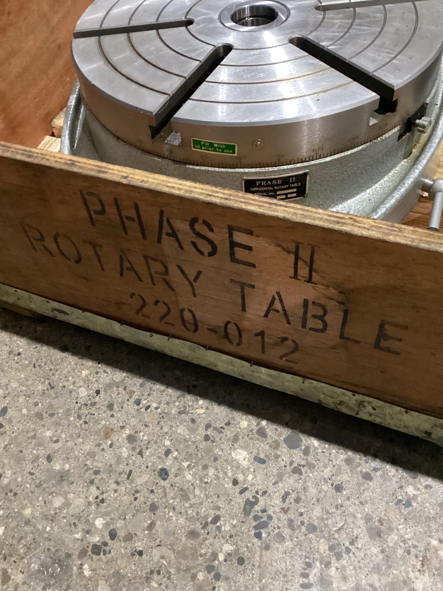 PHASE II 220-012 HORIZONTAL ROTARY TABLE USED 9