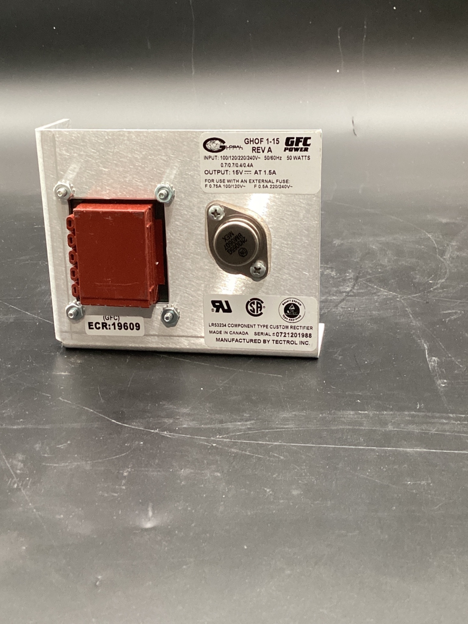 GLOBAL SERIES GFC Power GHOF 1-15 100/120 VAC, 15 VDC Power Supply NEW 1