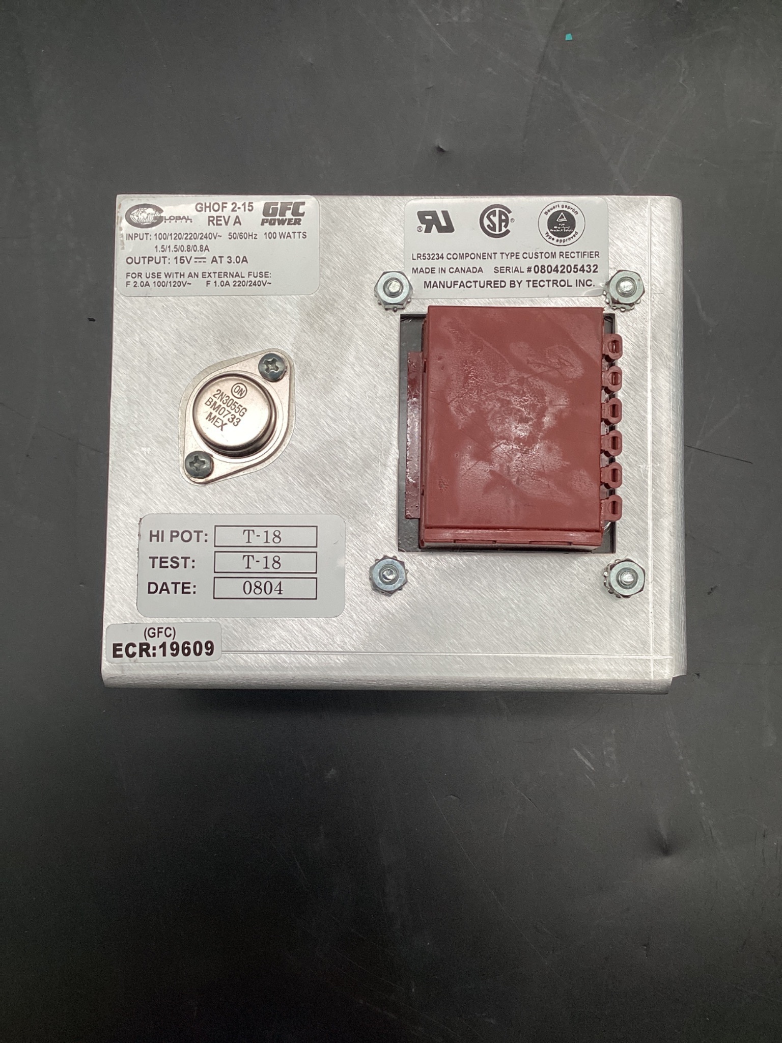 GLOBAL SERIES GFC Power GHOF 2-15 Power Supply 15V, 3A USED 2