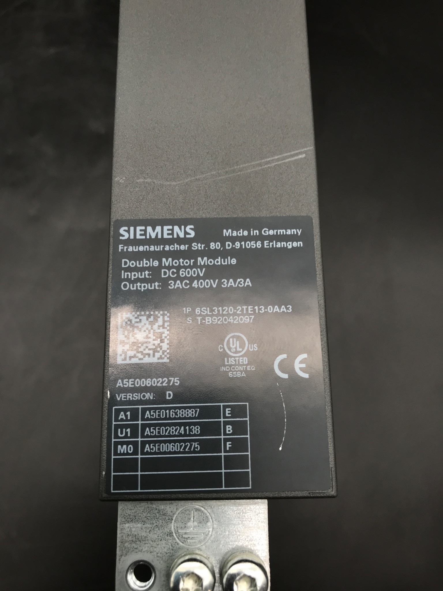 SIEMENS 6SL3120-2TE13-0AA3 Sinamics S120 Double Motor Module USED 4
