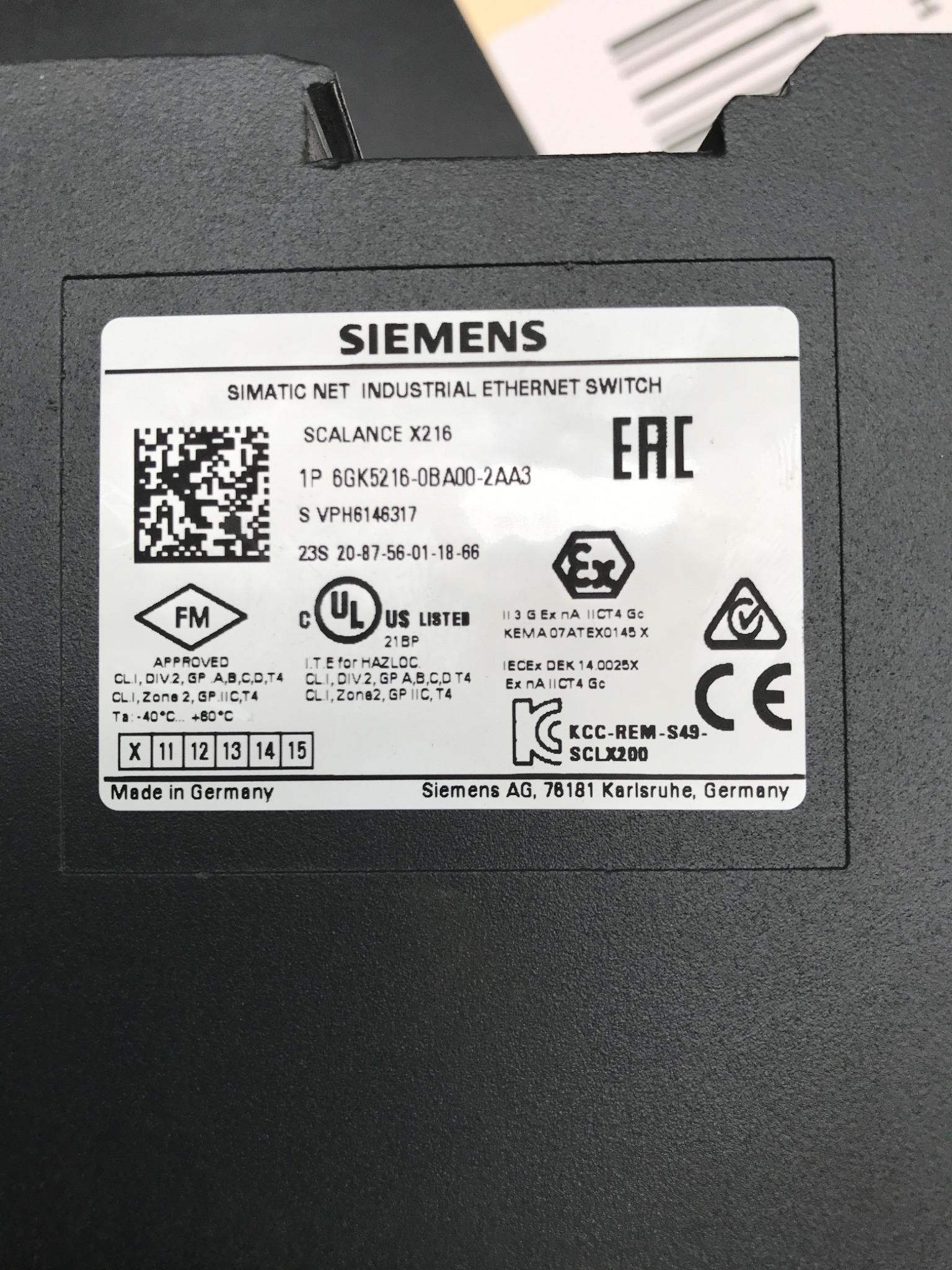 SIEMENS 6GK5216-0BA00-2AA3 SCALANCE X216 Ethernet Switch USED 5