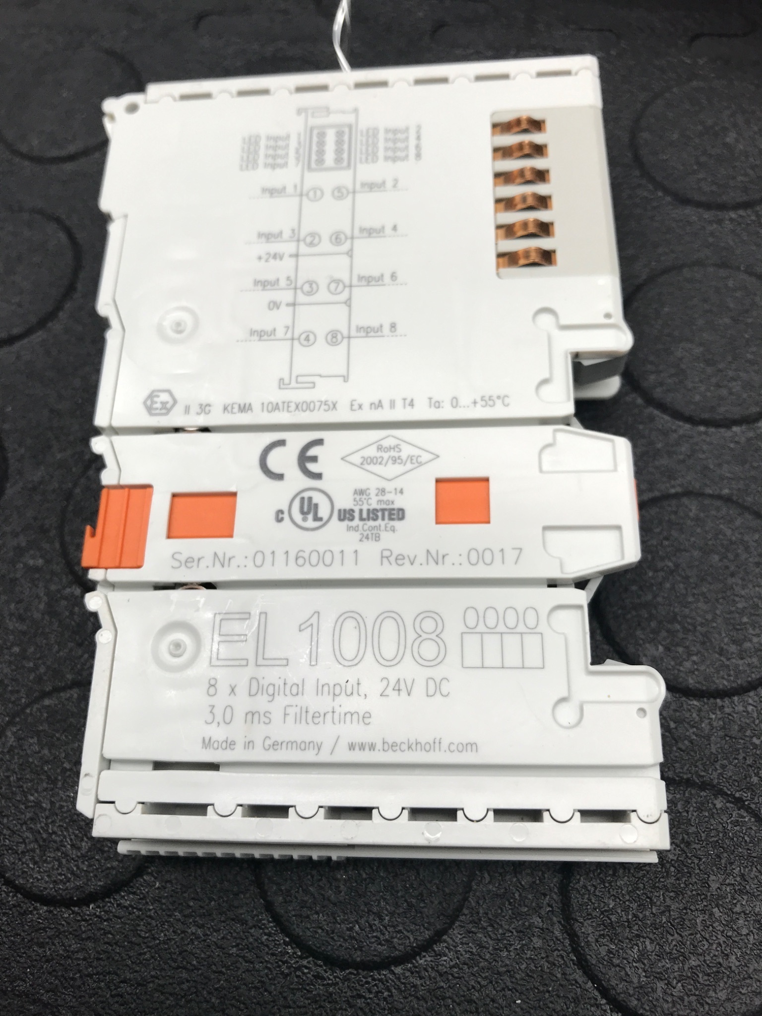 BECKHOFF EL1008 EtherCAT Digital Input Terminal 8-Channel 24VDC USED 3