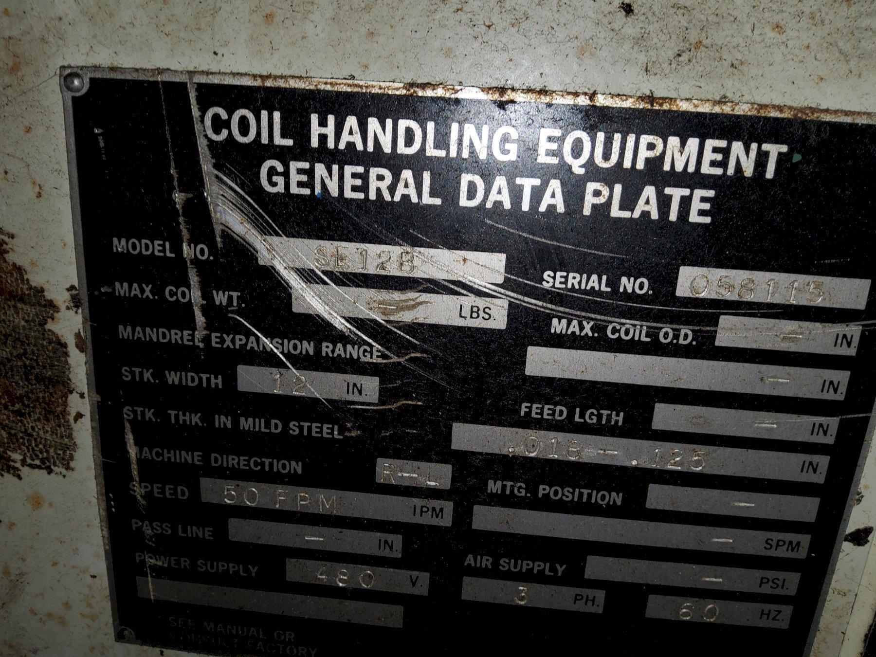 12" X .125 X 4,000 LBS CWP SERVO COIL FEED LINE USED 8