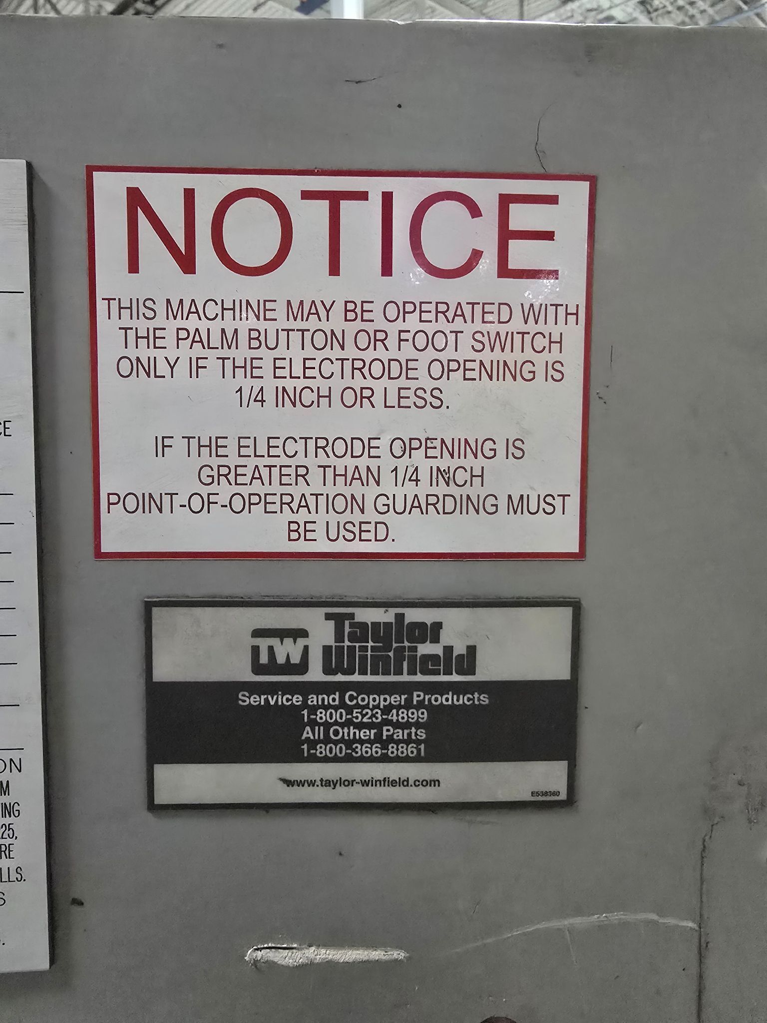 TAYLOR WINFIELD H060038-A SPOT WELDER 100 KVA 460 VOLT USED 10