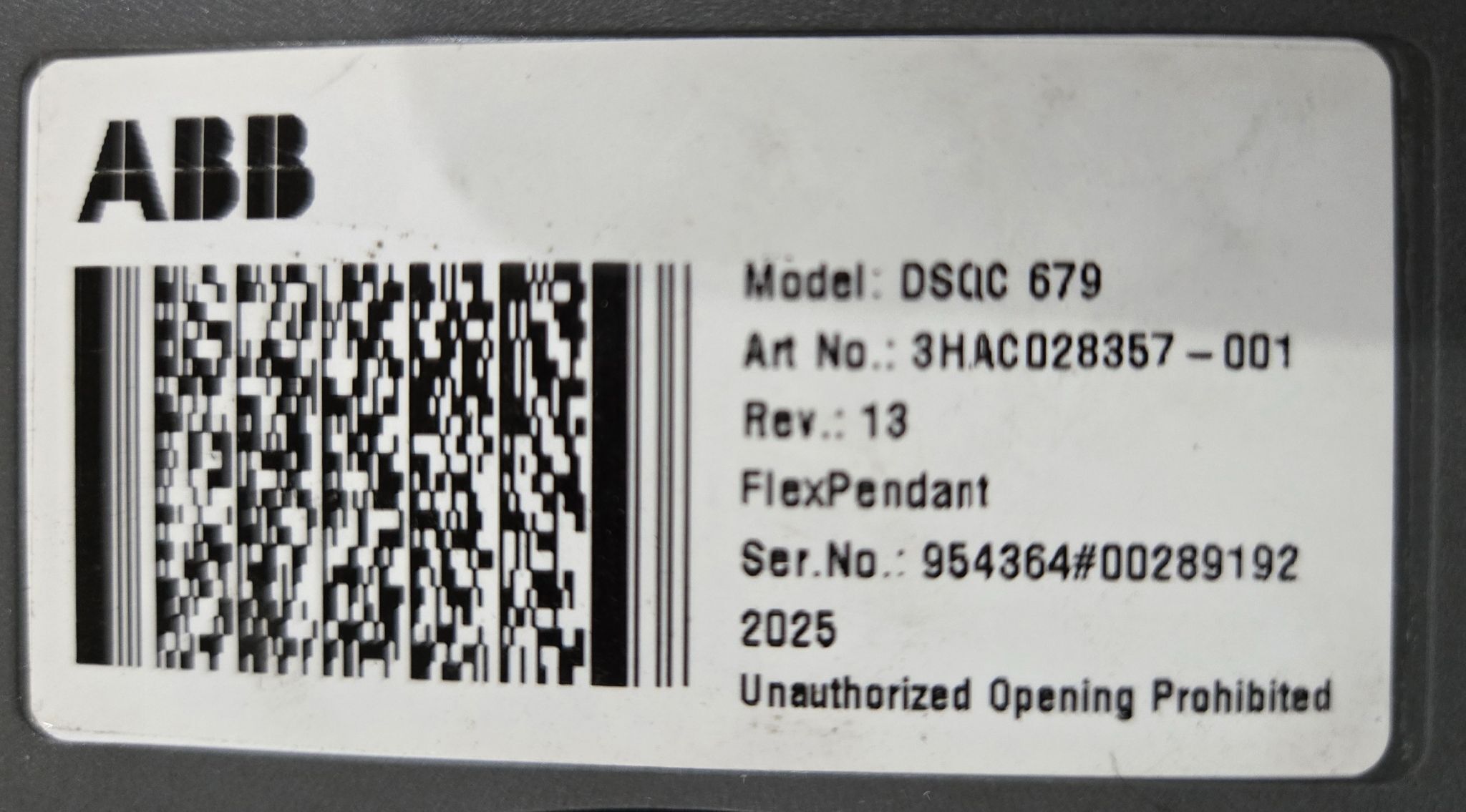 ABB DSQC679 3HAC028357-001 FLEXPENDANT TEACH PENDANT USED 3