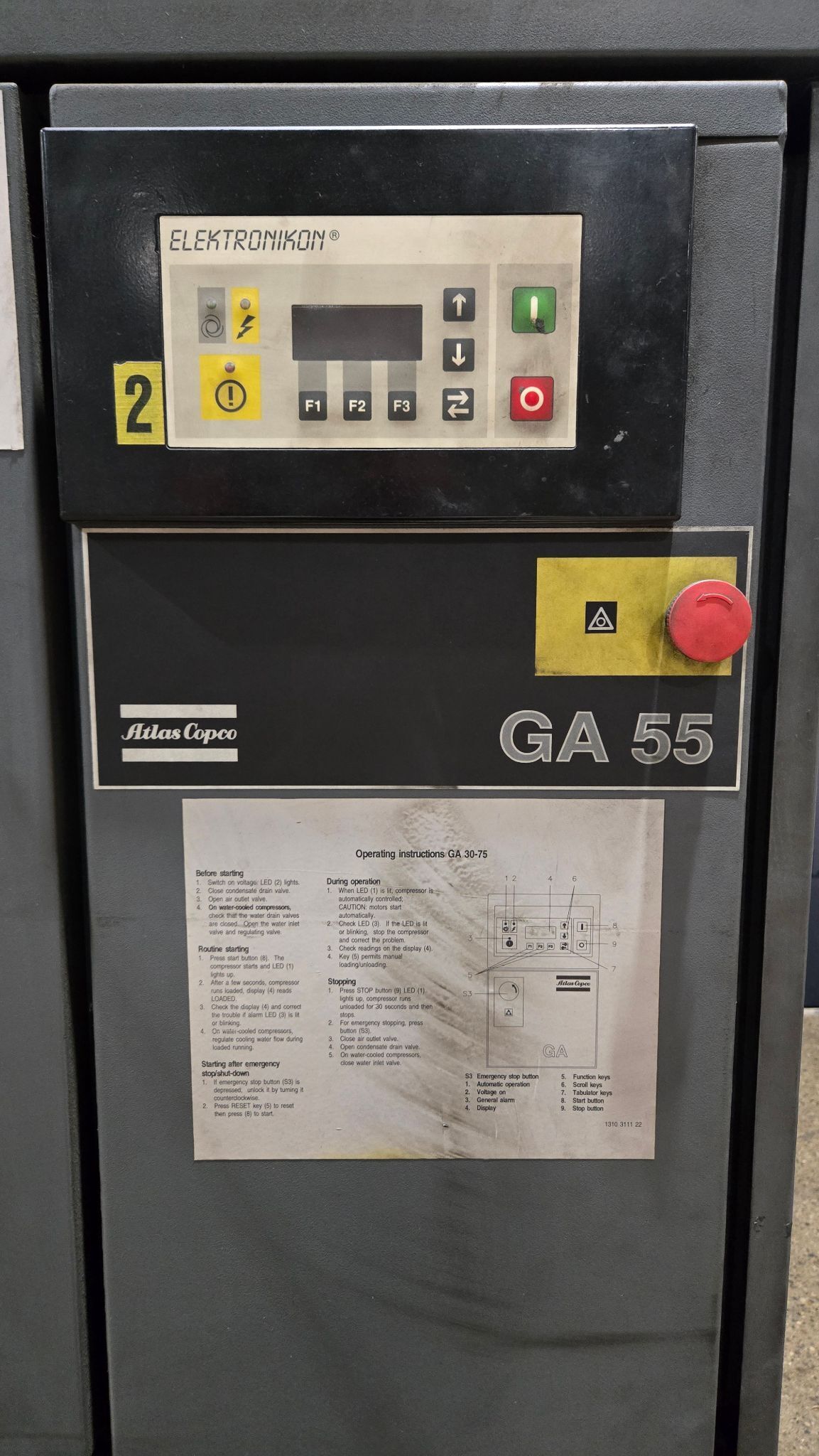 ATLAS COPCO GA 55 75HP Rotary Screw Air Compressor USED 6