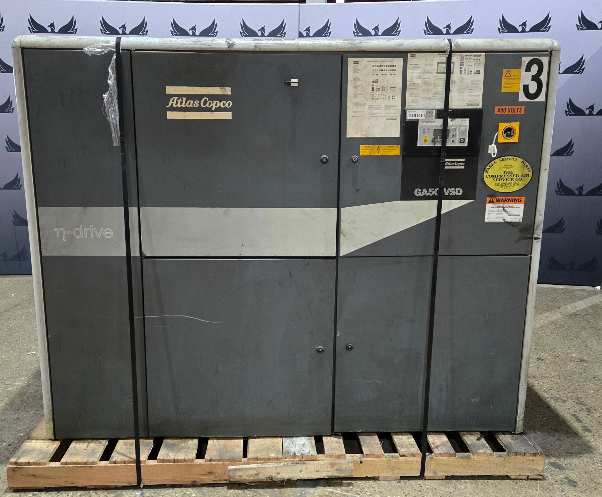 ATLAS COPCO GA 50 VSD ROTARY SCREW AIR COMPRESSOR USED 0