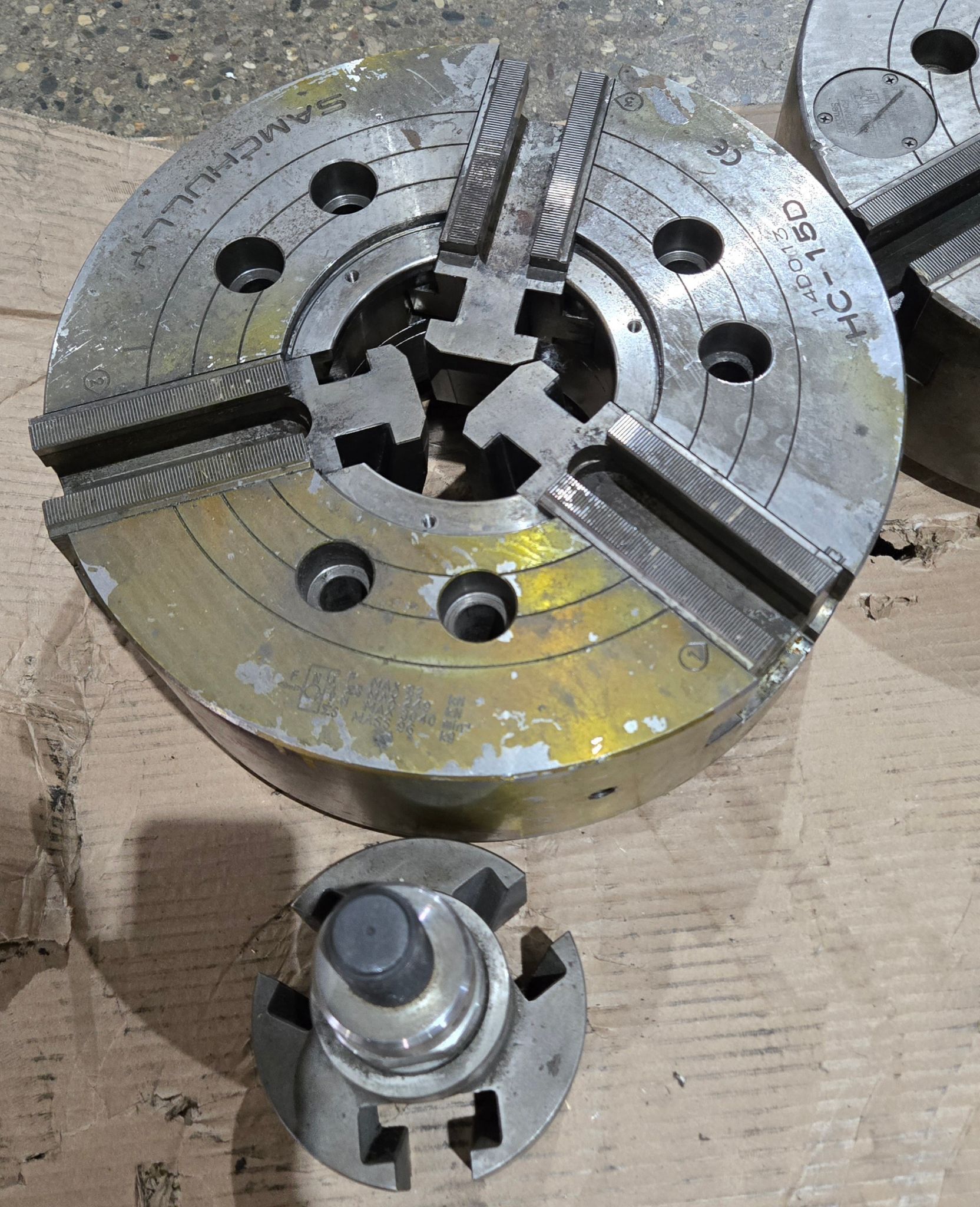 SAMCHULLY HC‑15D 15″ 3‑Jaw Self‑Centering Lathe Chuck USED 0
