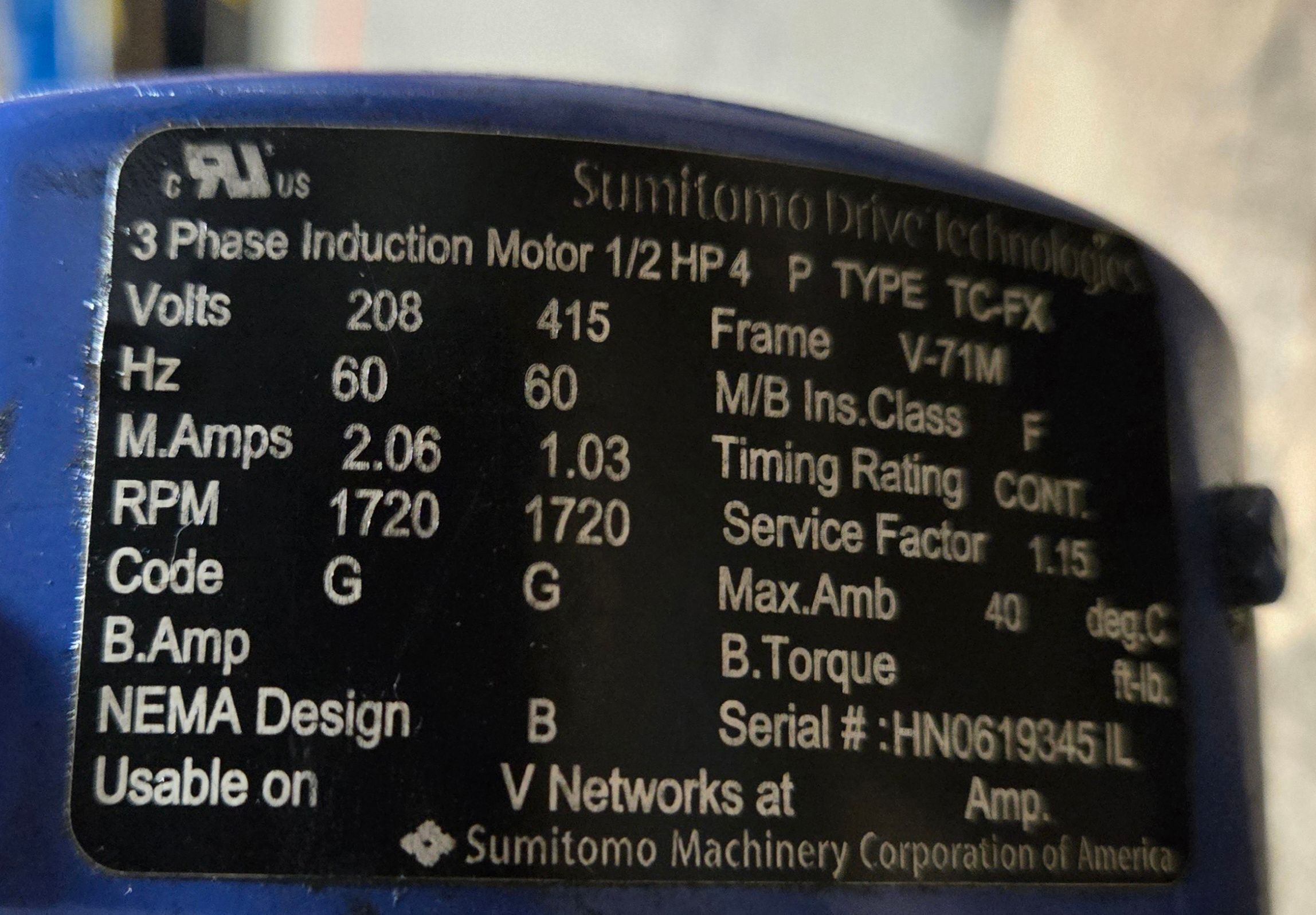 SUMITOMO TC‑FX‑HP 1P4 3‑Phase Induction Motor USED 6