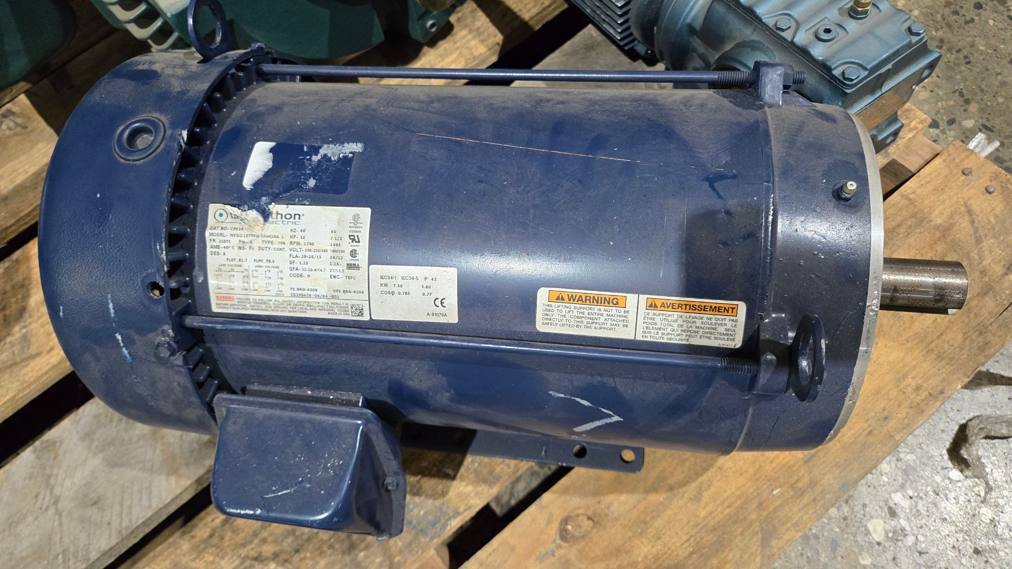 MARATHON ELECTRIC NVD215TTFW16041AA L 10HP AC MOTOR USED 0