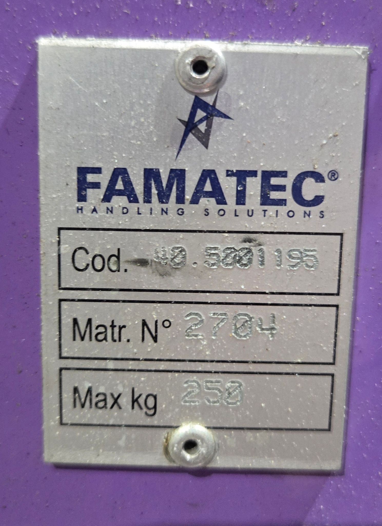FAMATEC FR-V250 FRIENDLY PNEUMATIC MANIPULATOR ARM 250KG SUCTION USED 11