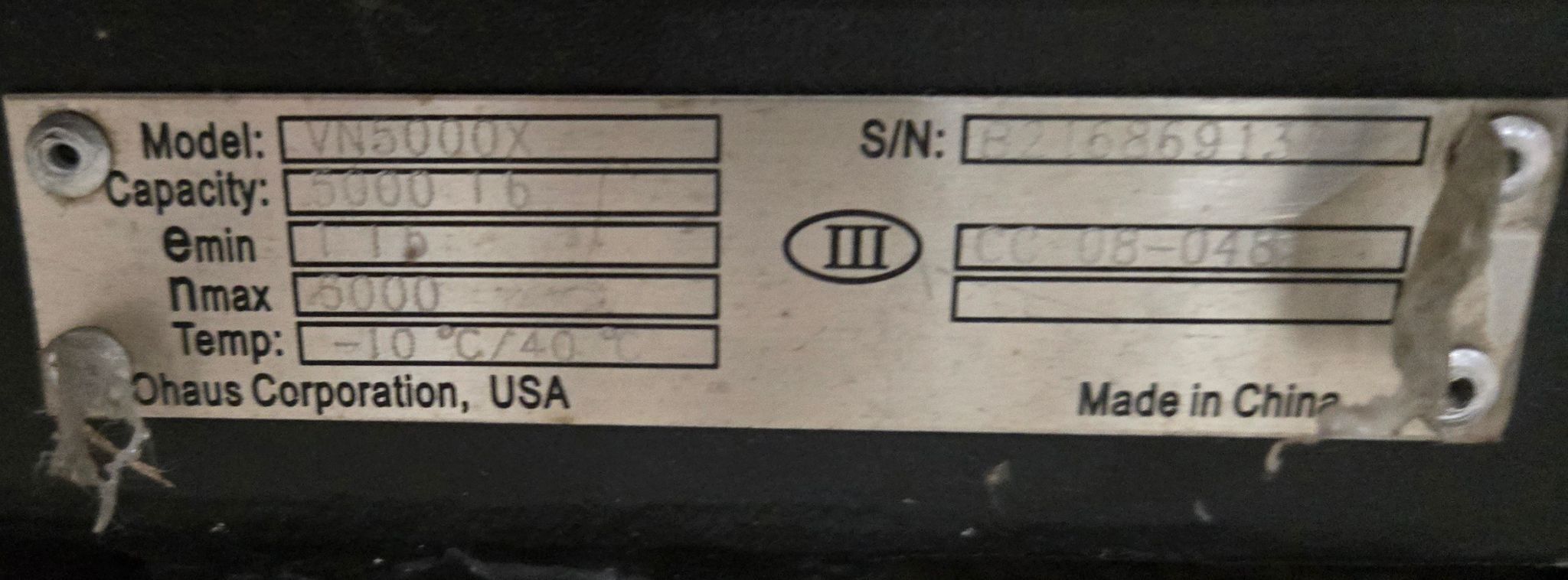 OHAUS VN5000X FLOOR SCALE 5000LB CAPACITY MISSING FOOT USED 4