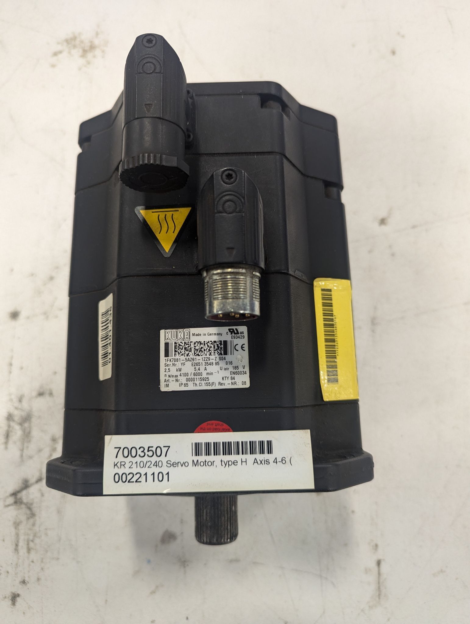 KUKA 1FK7081-5AZ91-1ZZ9-Z S04 SERVO MOTOR USED 0